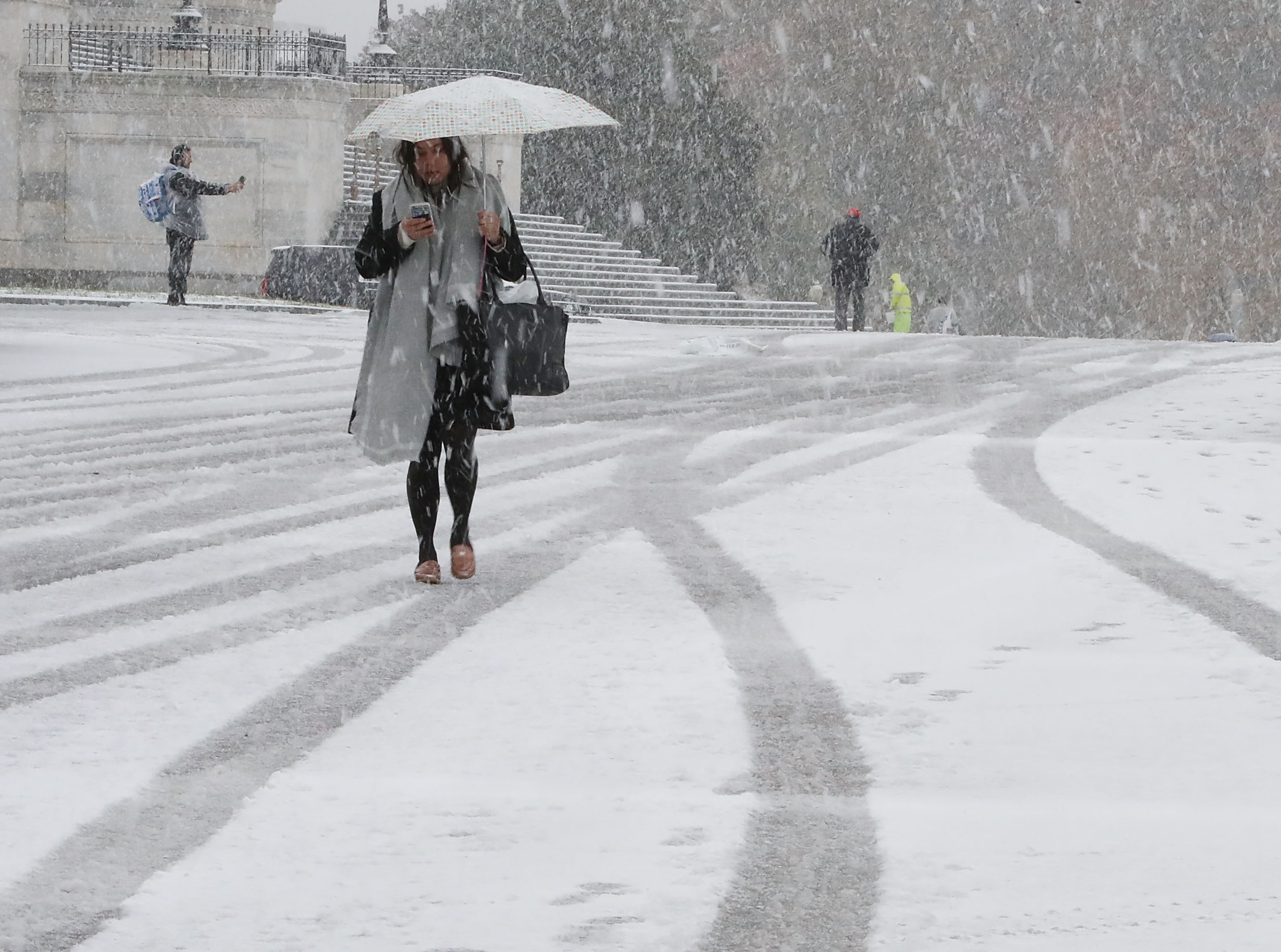 First Snow Fall Of Season Coats Washington, D.C.