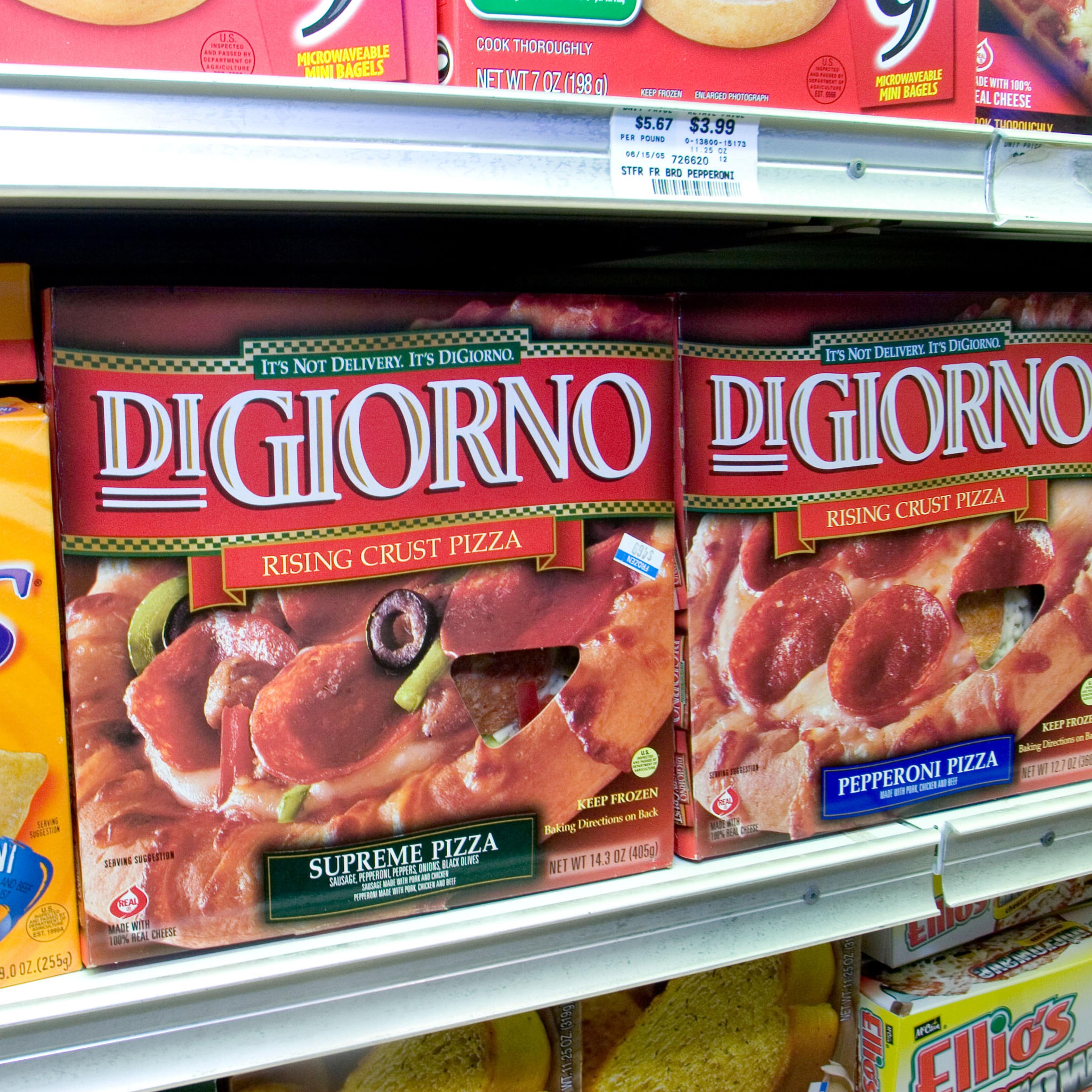 DiGiorno Pizzas are displayed at an Associated Supermarket i