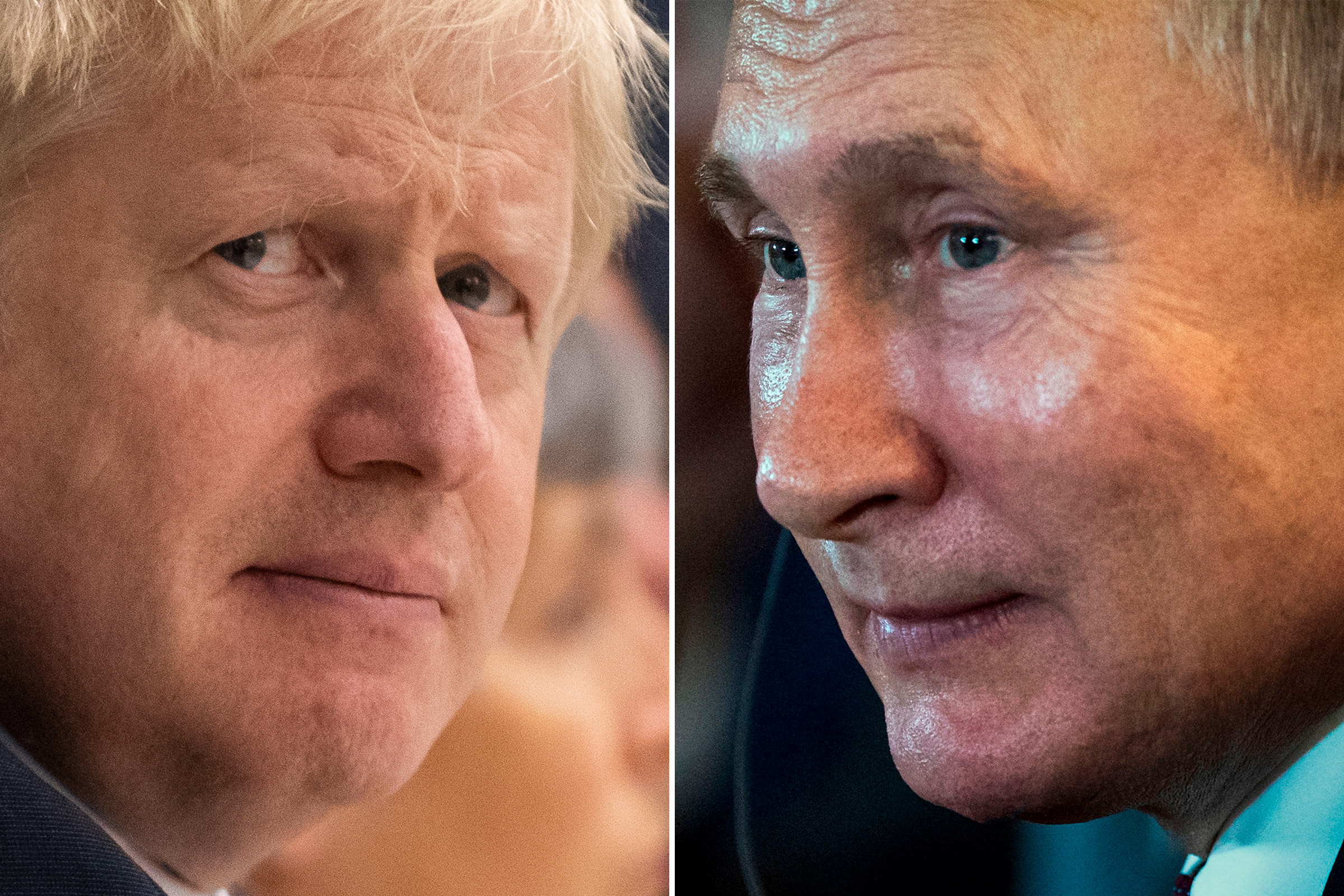 British Prime Minister Boris Johnson; Russian President Vladimir Putin