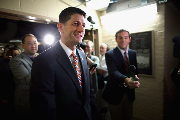 House Ways and Means Committee Chairman Paul Ryan (R-WI) heads for House Republican caucus meeting in the basement of the U.S. Capitol October 9, 2015 in Washington, DC.