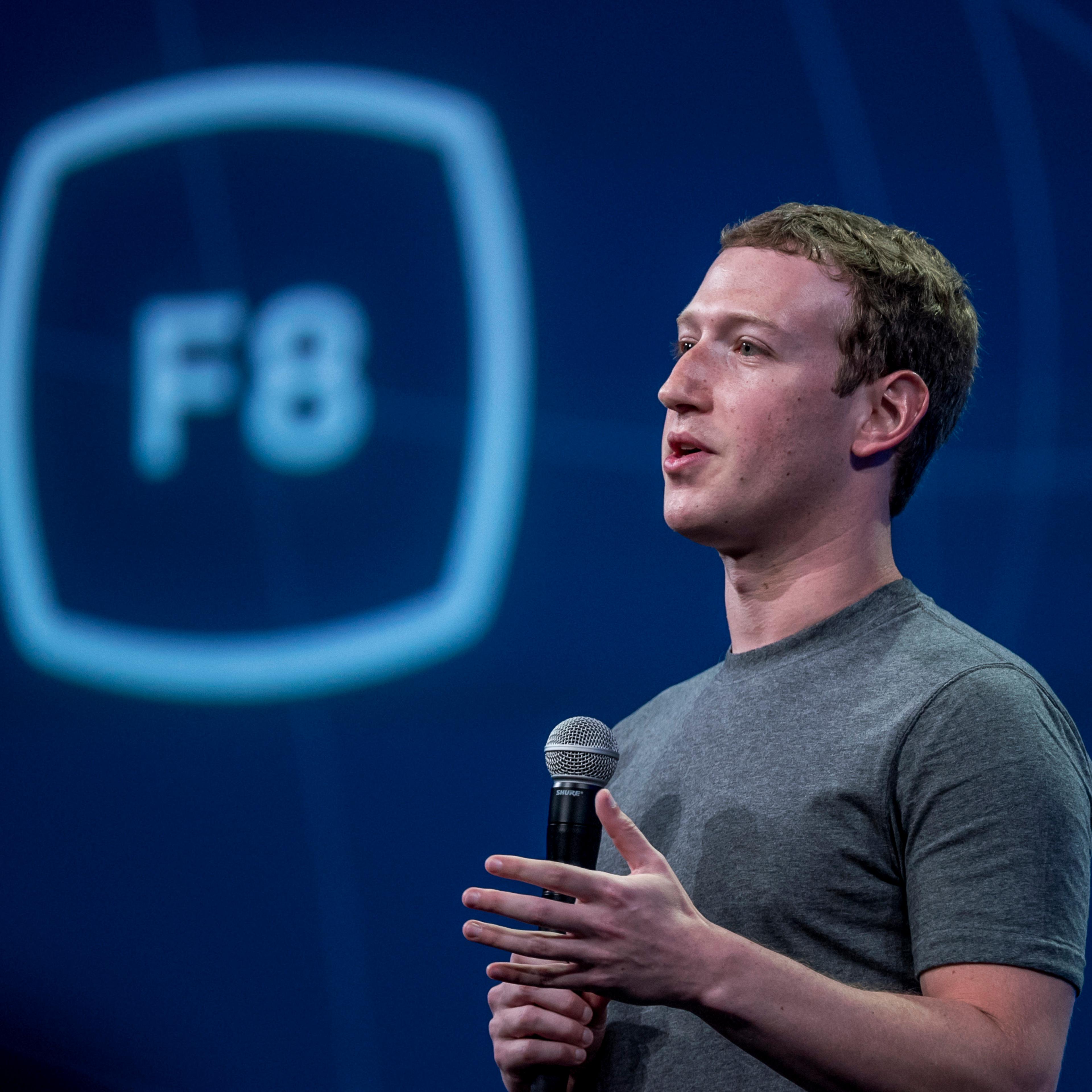 Mark Zuckerberg, chief executive officer of Facebook Inc., speaks during the Facebook F8 Developers Conference in San Francisco, Calif., March 25, 2015.