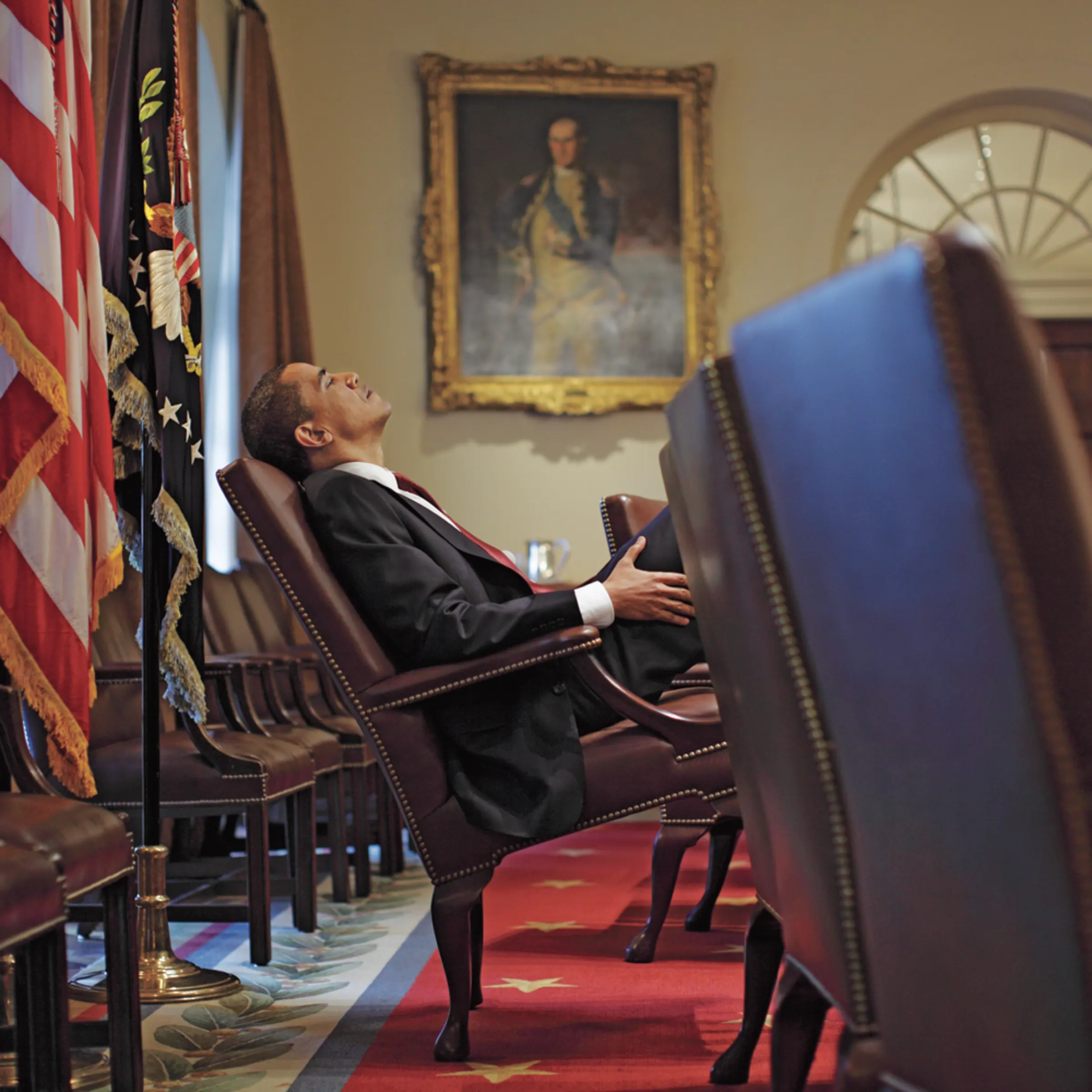 President Obama, in the Roosevelt Room of the White House