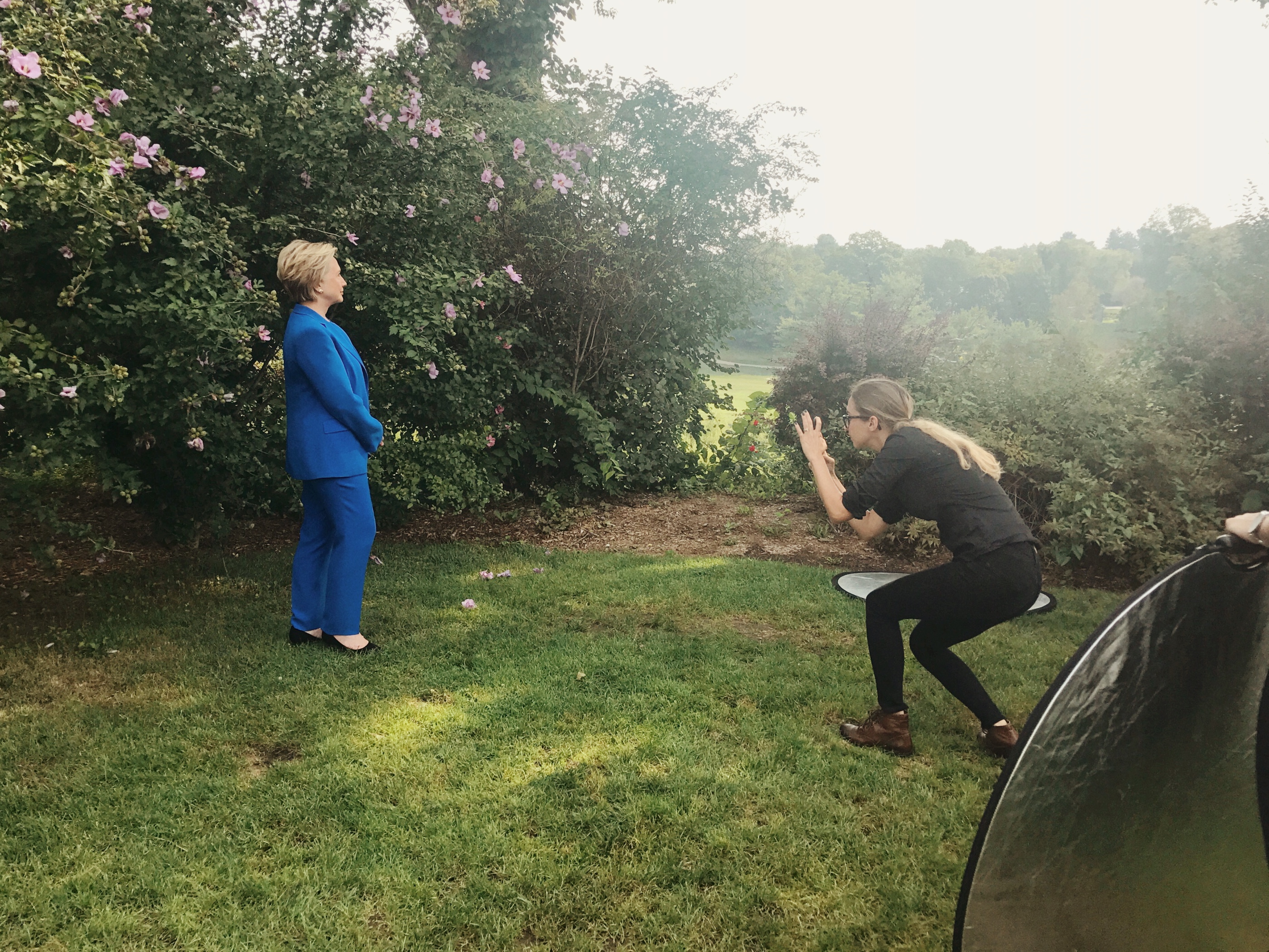 Photographer Luisa Dörr photographs secretary Hillary Rodham Clinton, in Chappaqua, New York on Sept. 5, 2017. 