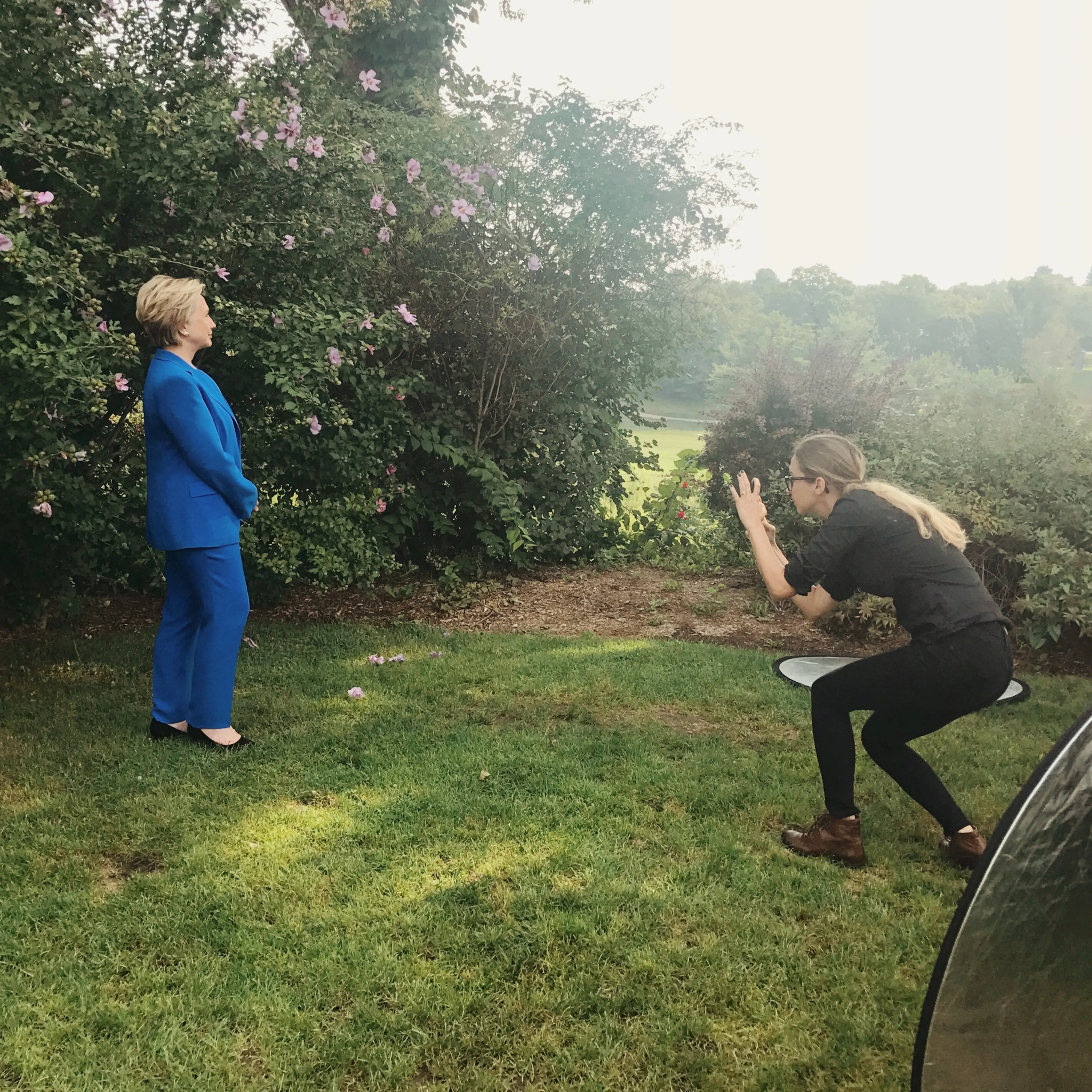 Photographer Luisa Dörr photographs secretary Hillary Rodham Clinton, in Chappaqua, New York on Sept. 5, 2017.