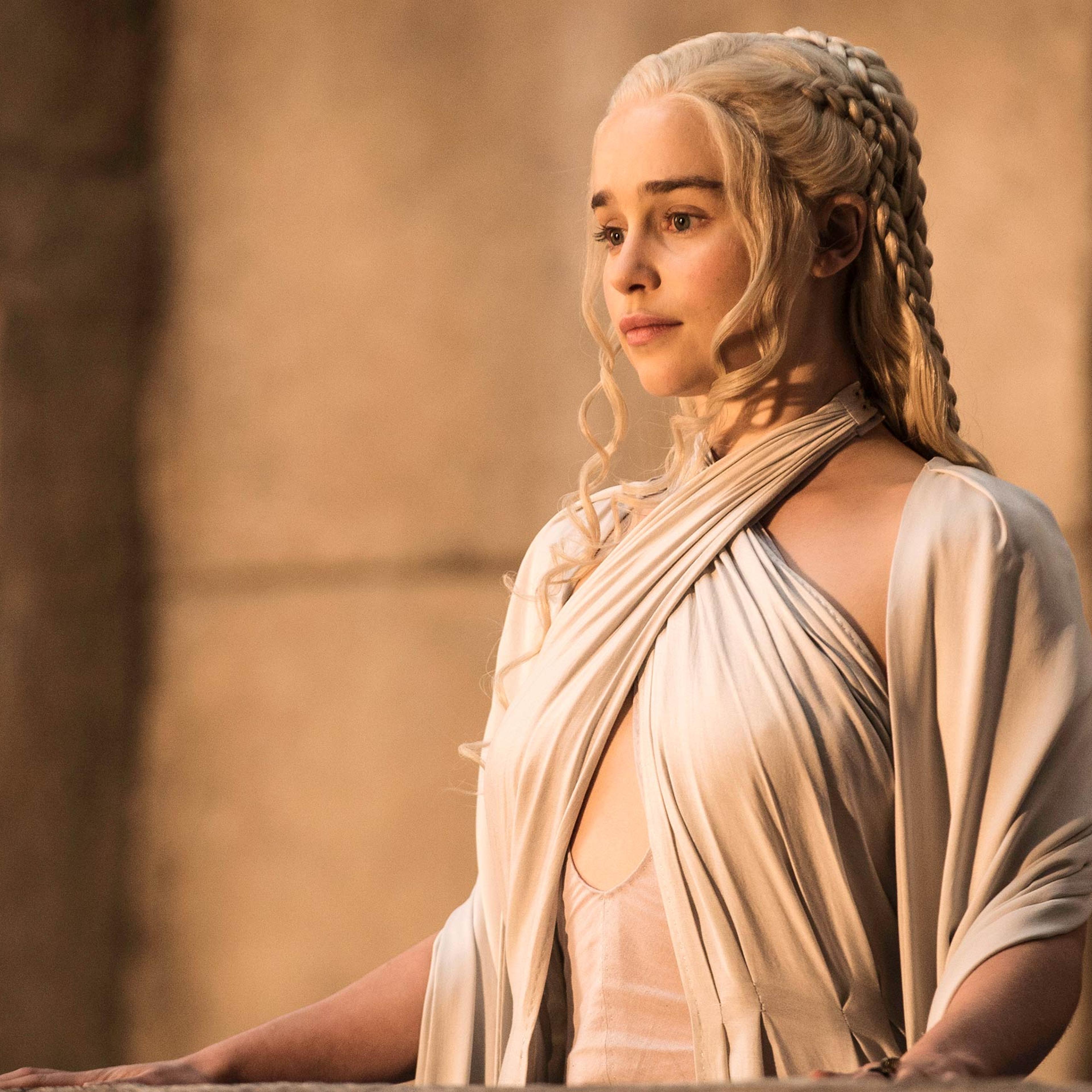 Emilia Clarke as Daenerys Targaryen.