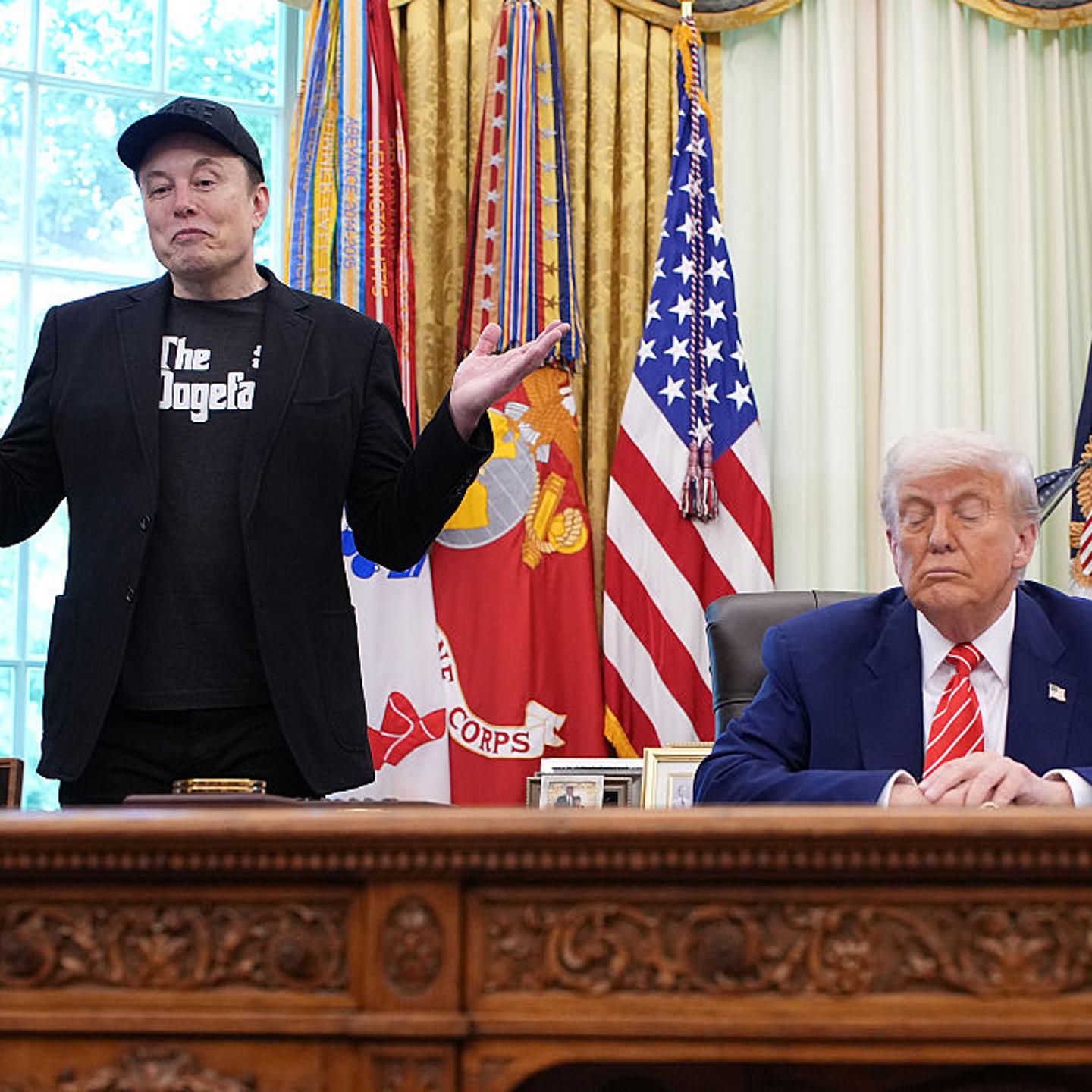 President Trump Holds Press Conference With Elon Musk in White House's Oval Office