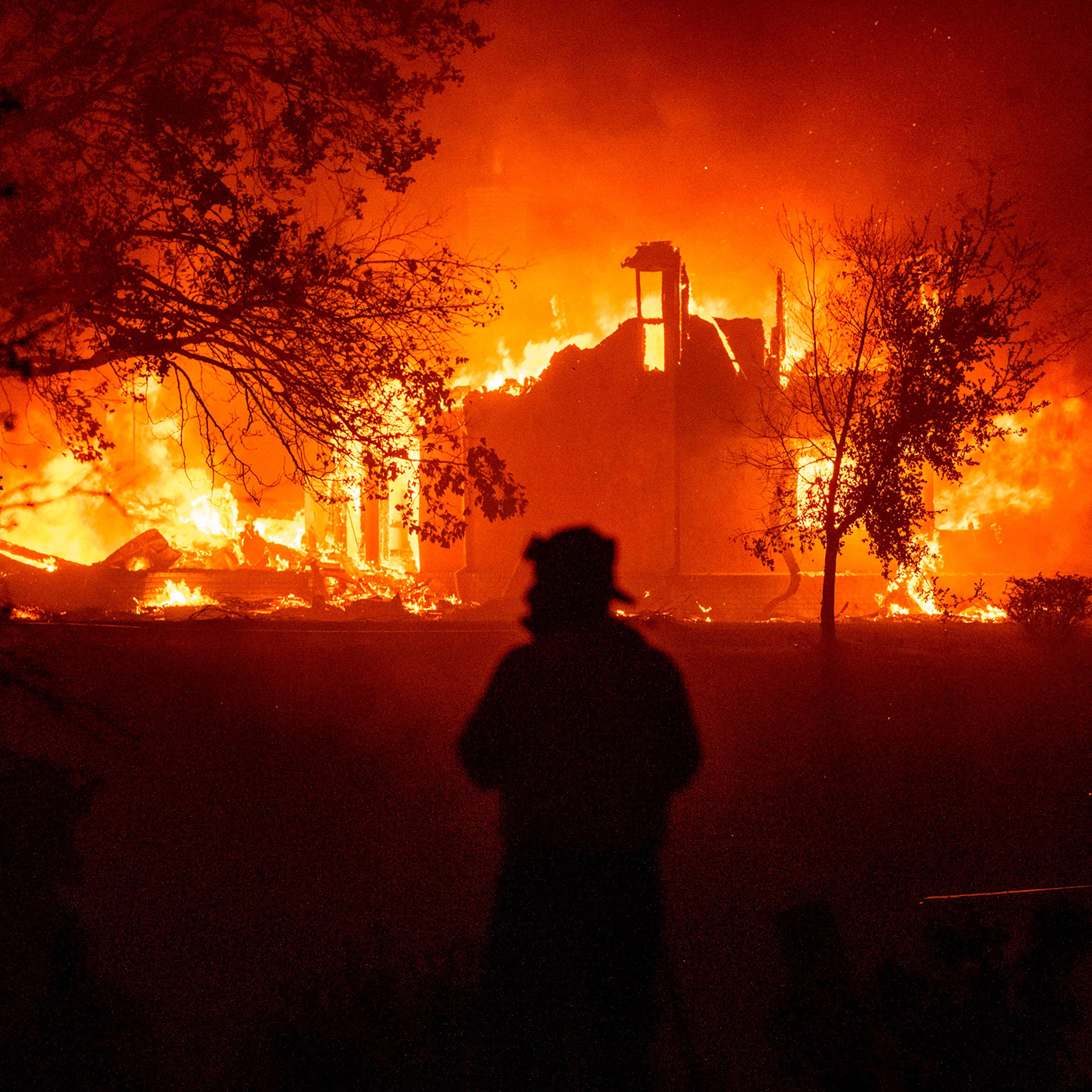 A home burns in Vacaville, CA during the LNU Lightning Complex fire on August 19