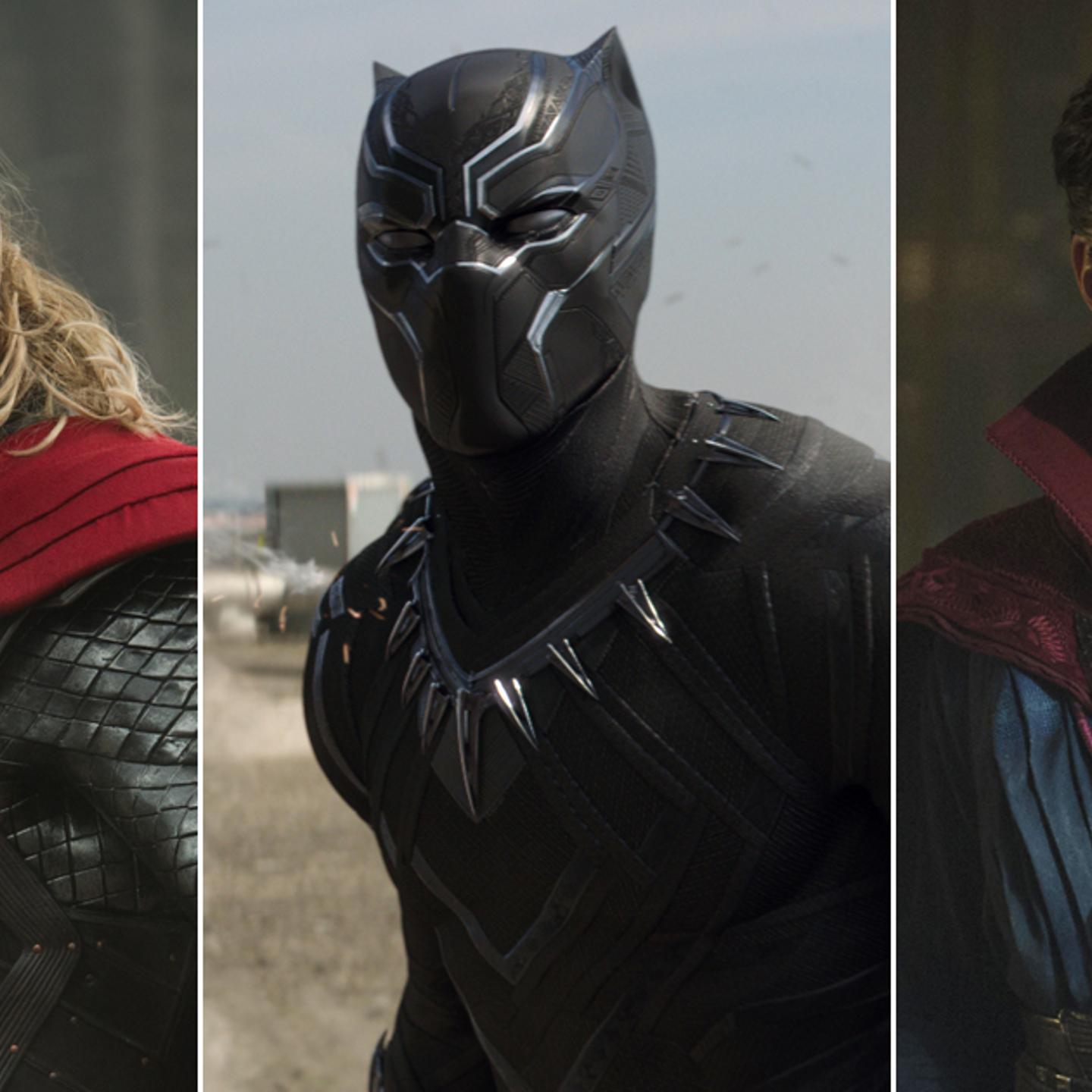 From left: Thor: The Dark World, Captain America: Civil War, and Doctor Strange.