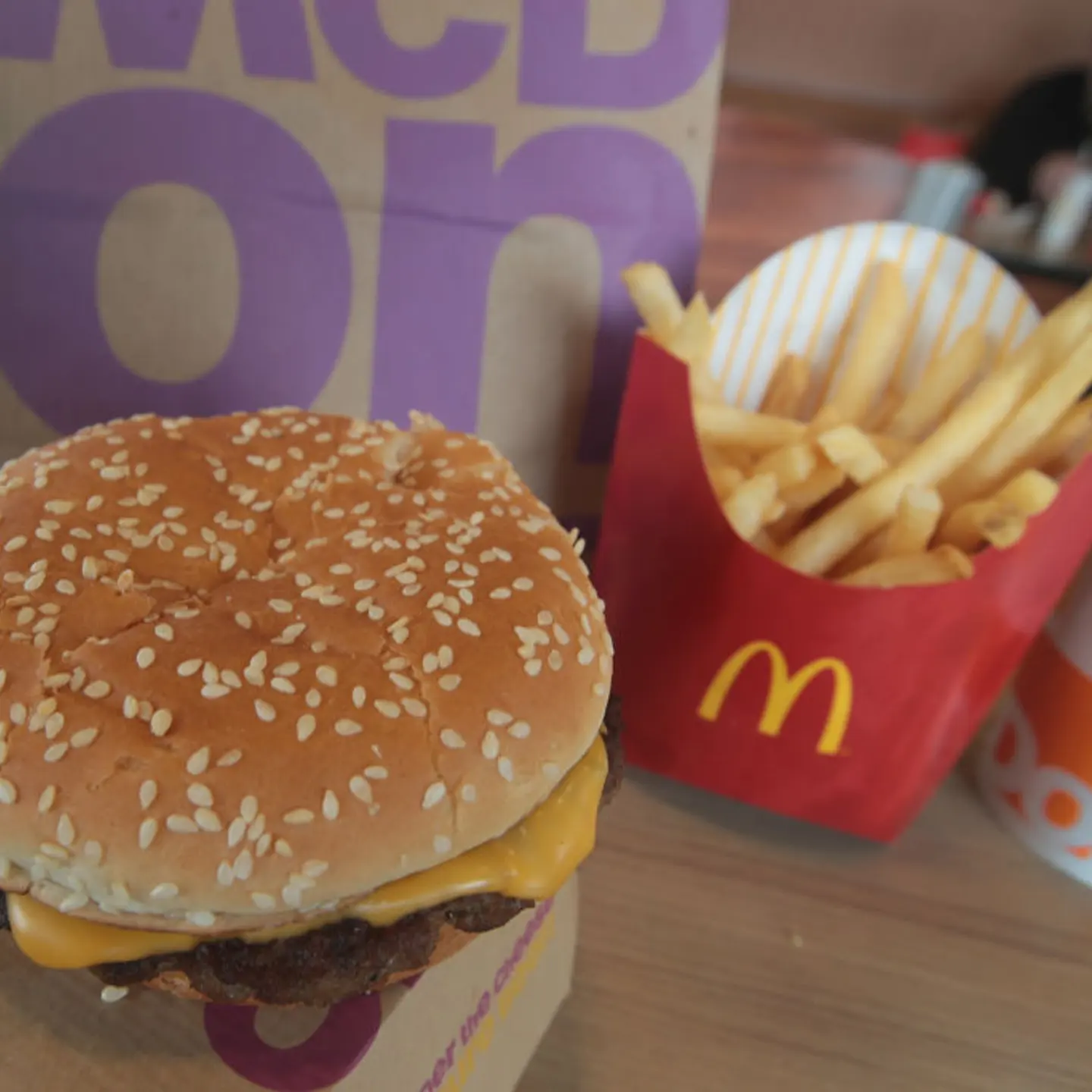 A Quarter Pounder hamburger is served at a McDonald's restaurant in Effingham, Ill. on March 30, 2017.