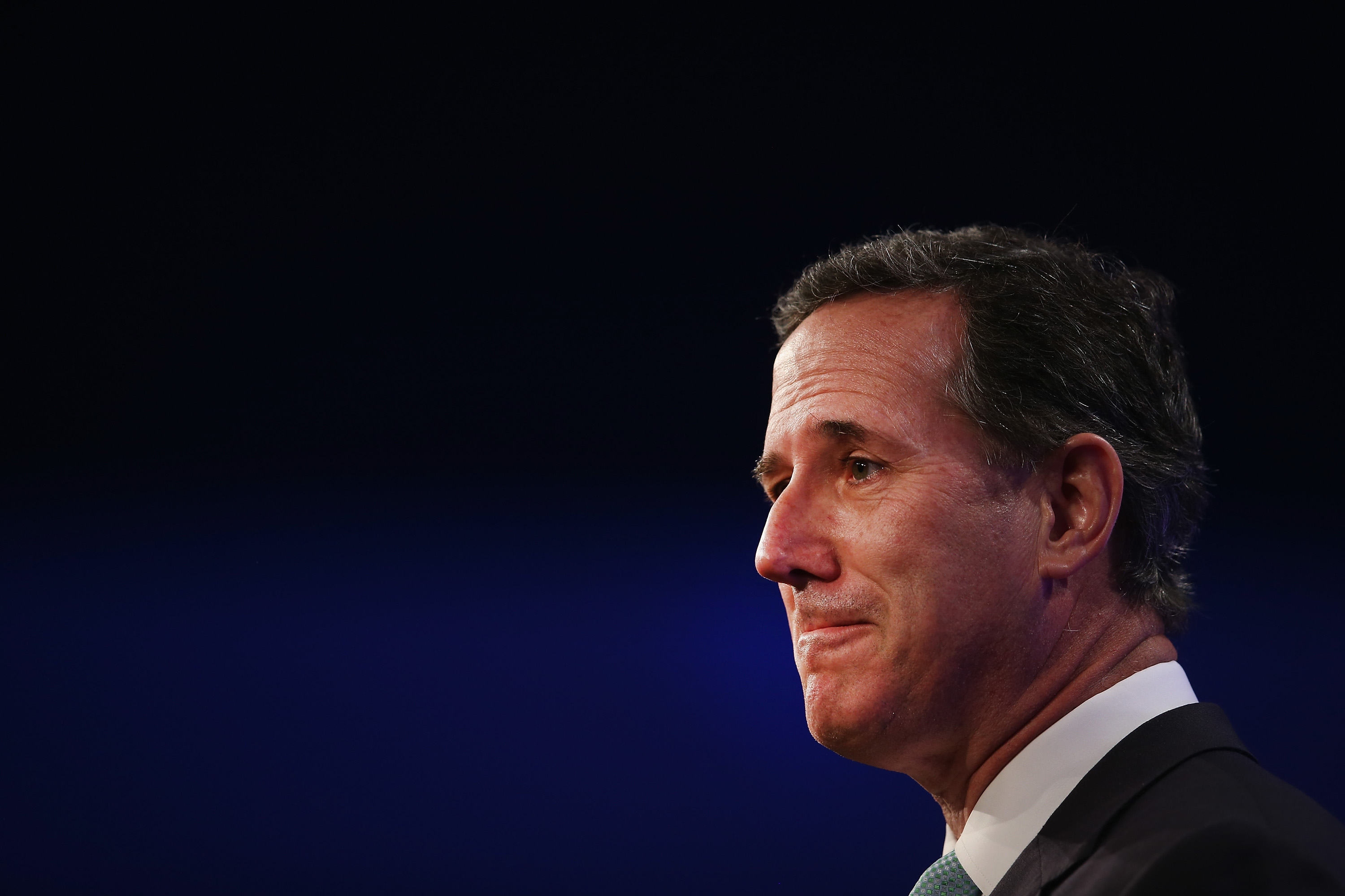 Former Pennsylvania Senator Rick Santorum speaks to guests gathered for the Republican Party of Iowa's Lincoln Dinner at the Iowa Events Center on May 16, 2015 in Des Moines, Iowa.