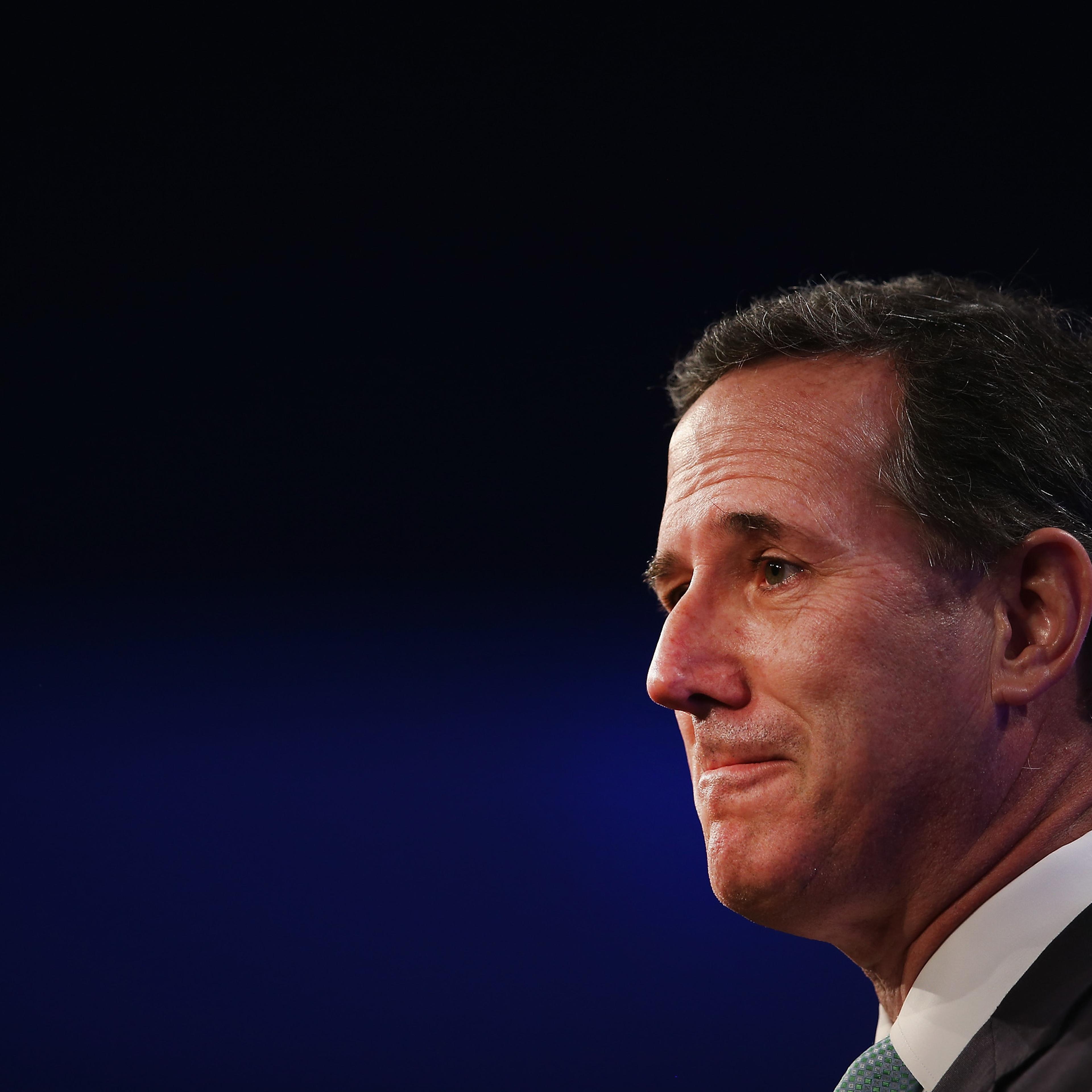 Former Pennsylvania Senator Rick Santorum speaks to guests gathered for the Republican Party of Iowa's Lincoln Dinner at the Iowa Events Center on May 16, 2015 in Des Moines, Iowa.