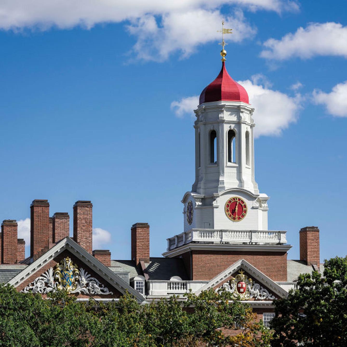 Dunster House dormitory with clock tower, Harvard University