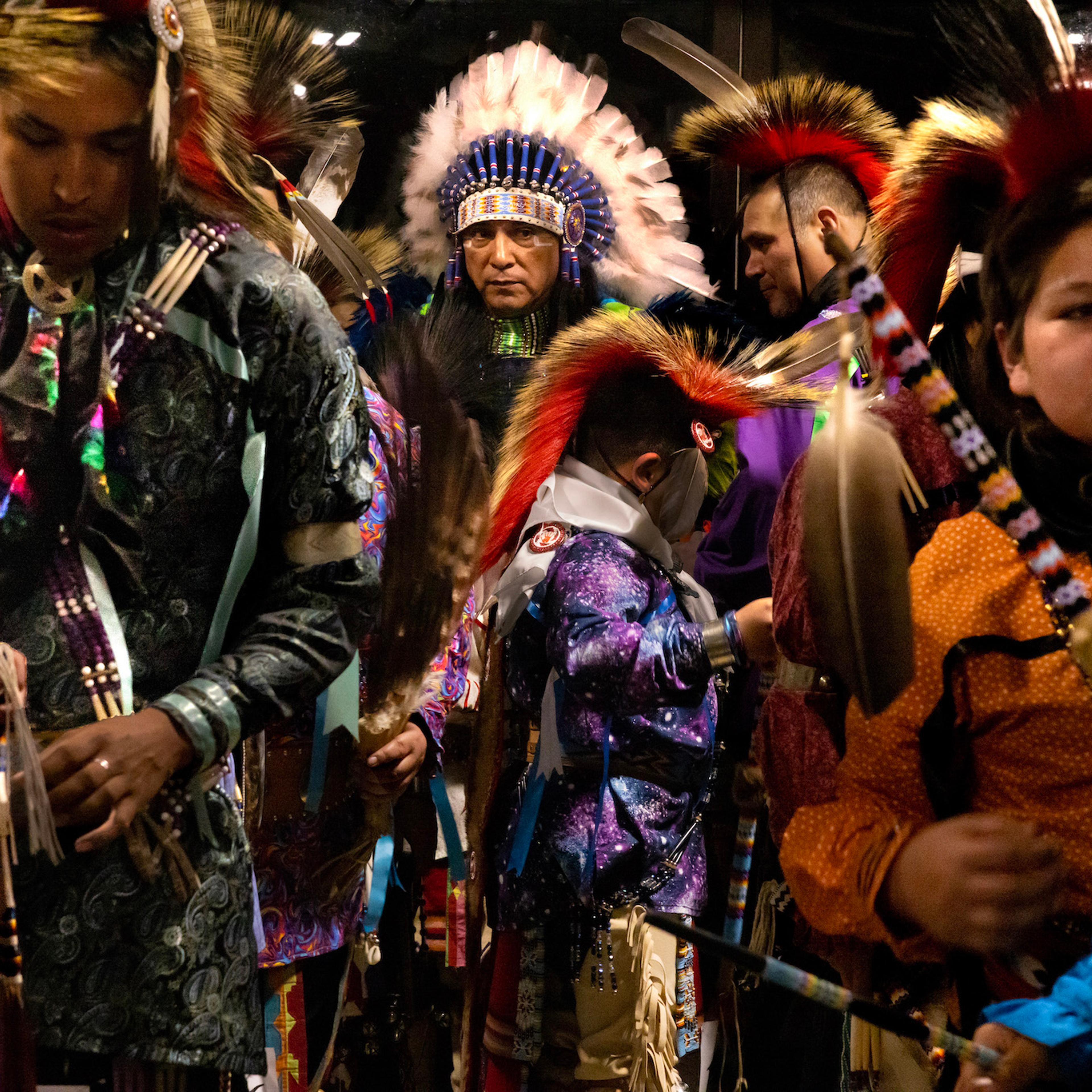 Members of the Osage Nation take part in a commemoration ceremony on the anniversary of the recognition of the Osage Nation which took place on 11 March 2006.