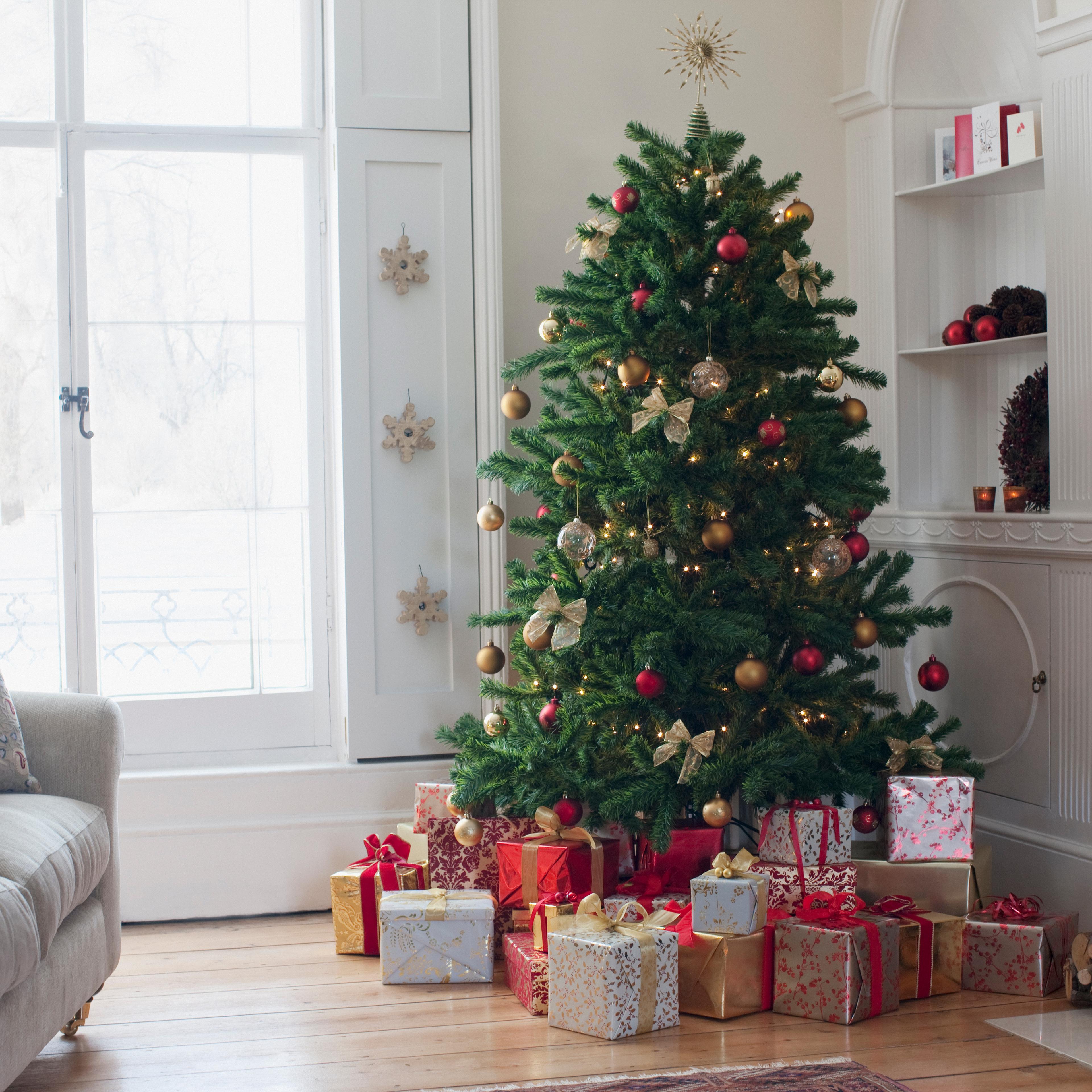 Christmas tree surrounded with gifts