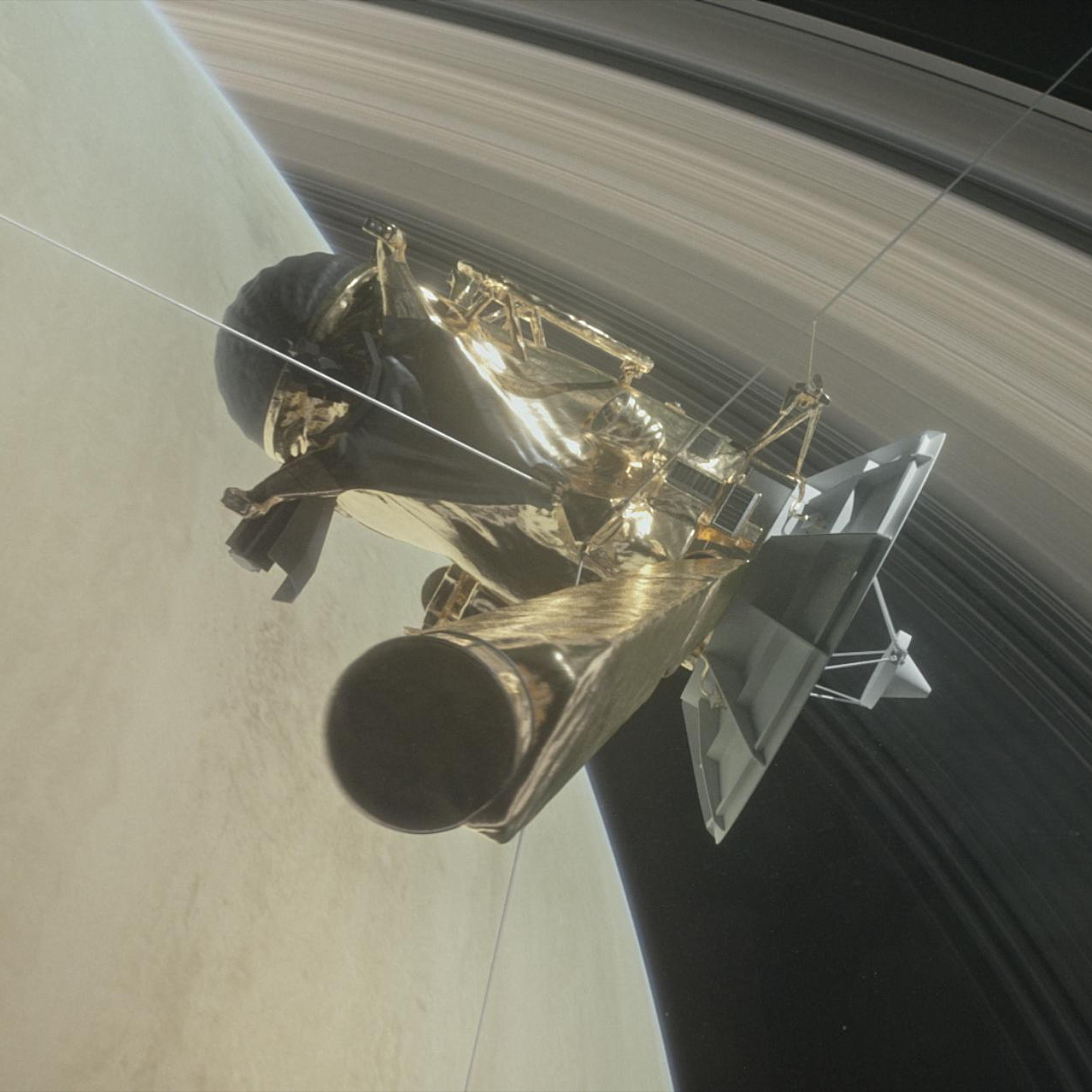 Farewell to all that: An artist's rendering of Cassini's final approach to Saturn
