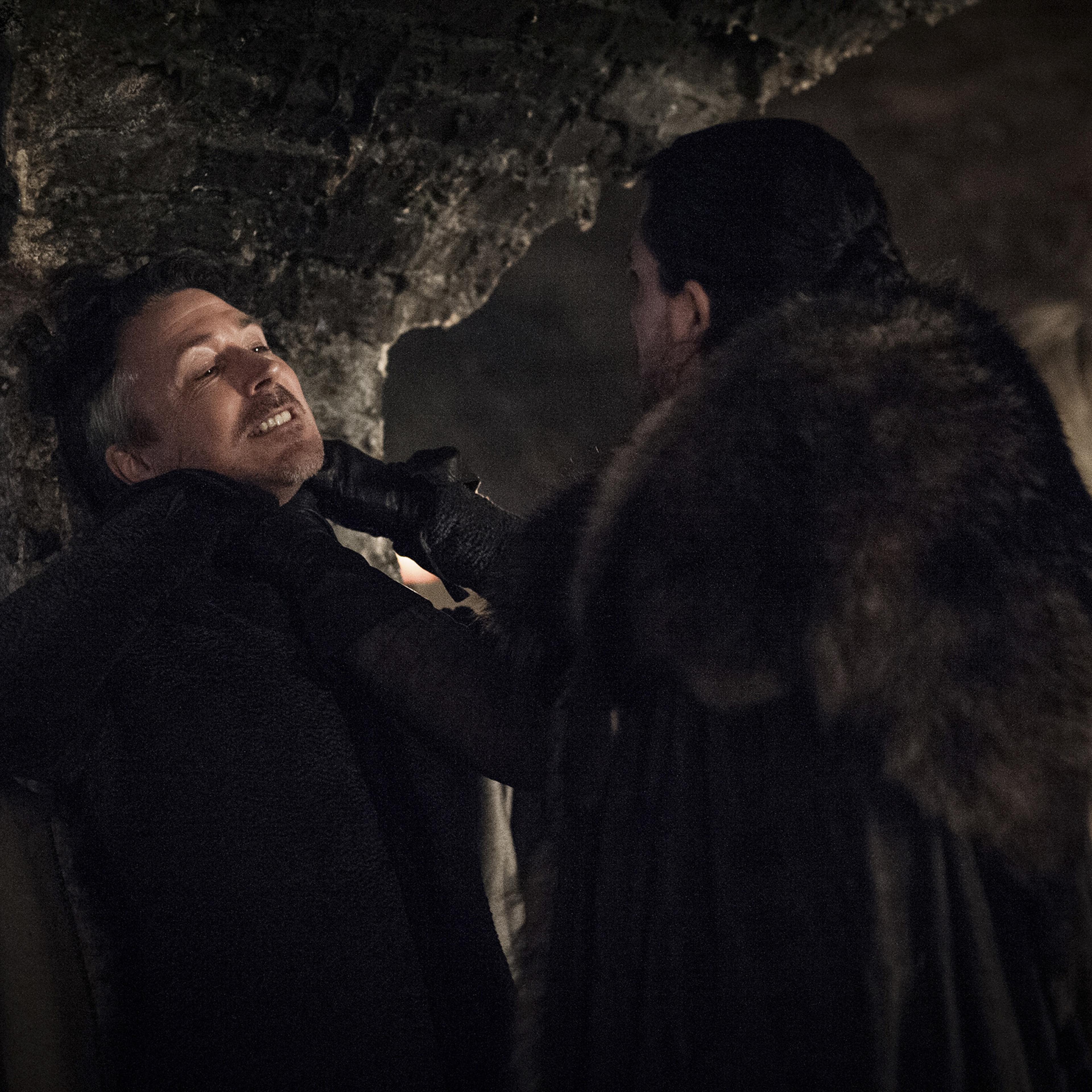 Aiden Gillen and Kit Harington in Game of Thrones
