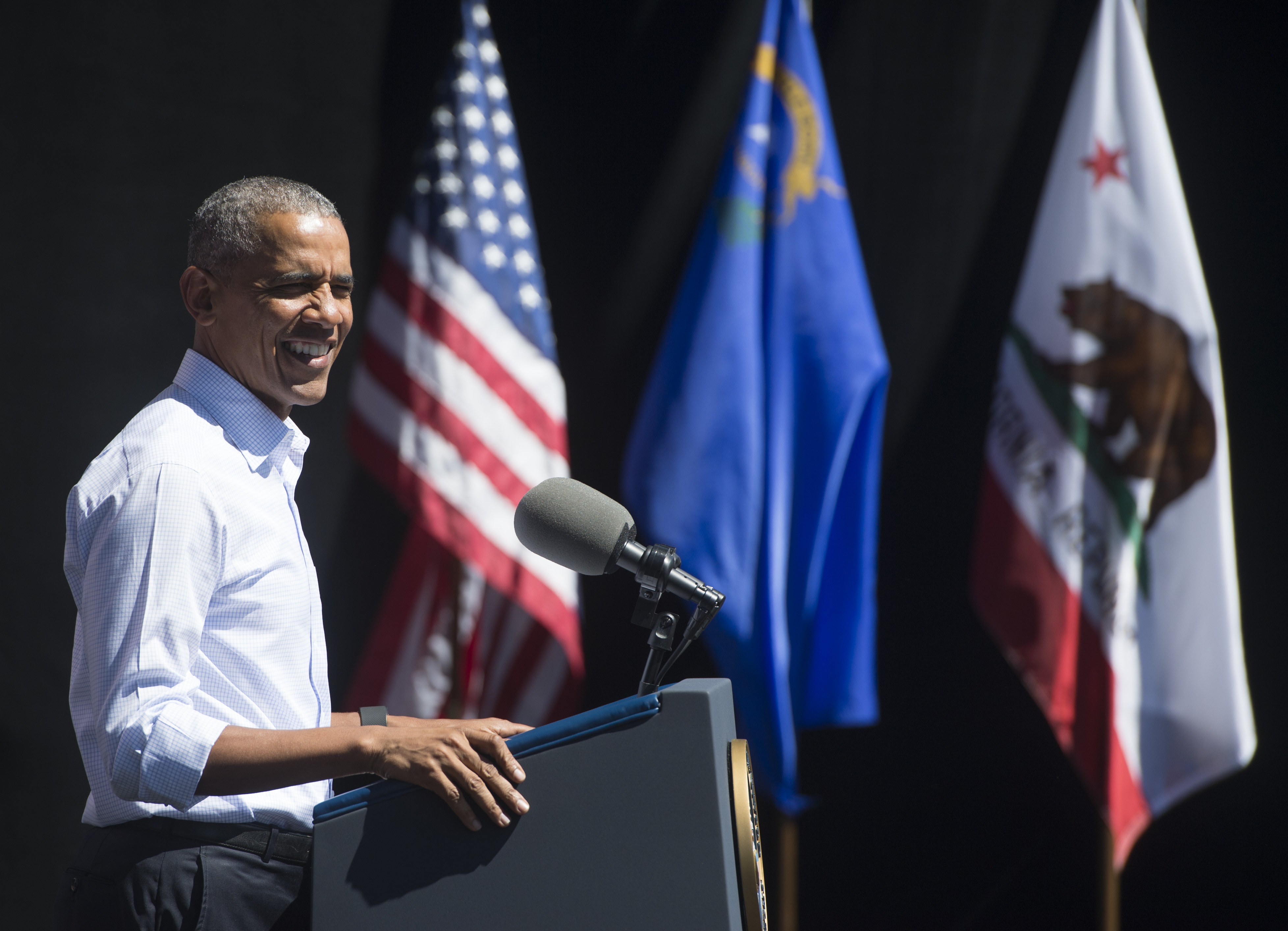 Barack Obama speaks at the 20th Annual Lake Tahoe Summit in Stateline, Nevada, Aug. 31, 2016.