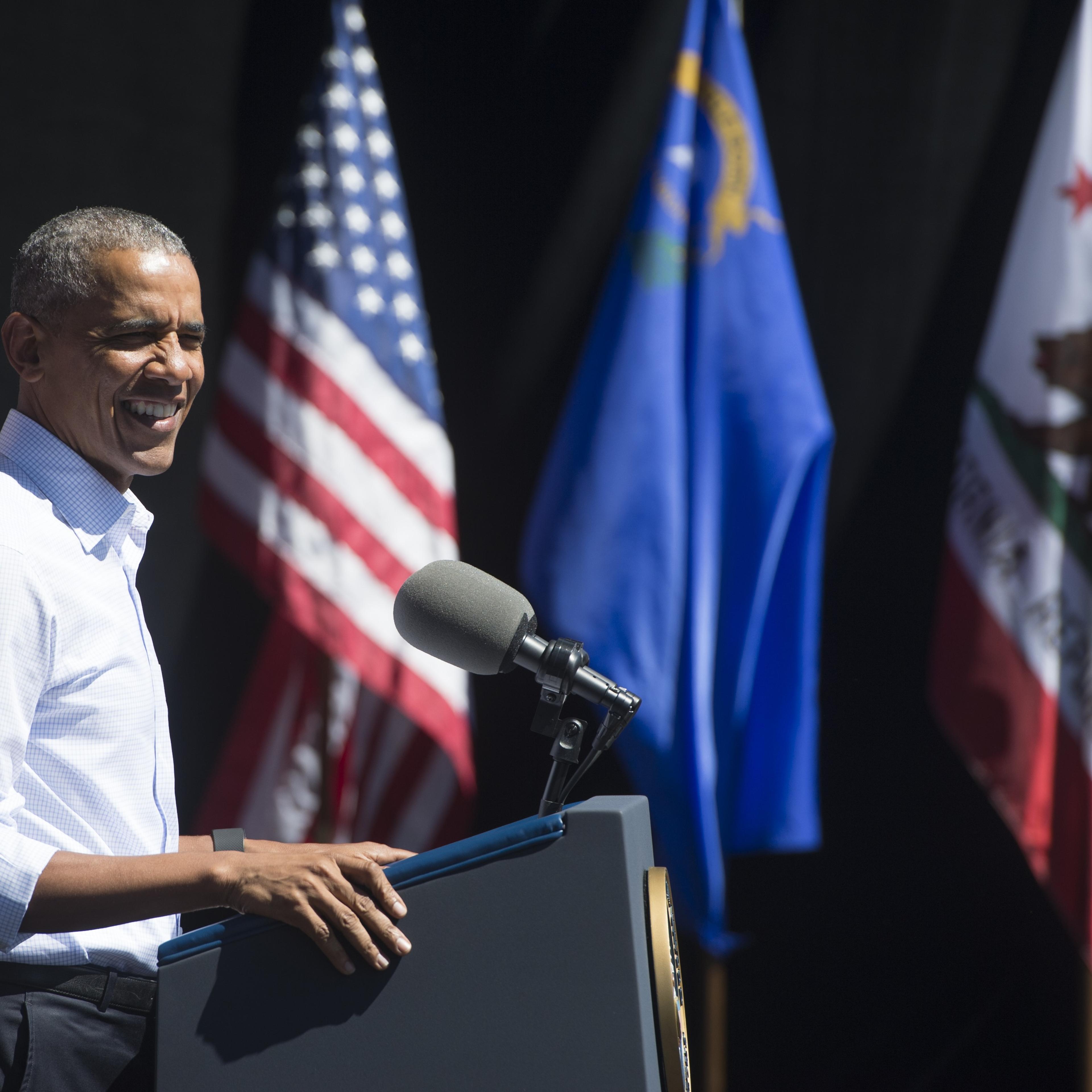 Barack Obama speaks at the 20th Annual Lake Tahoe Summit in Stateline, Nevada, Aug. 31, 2016.