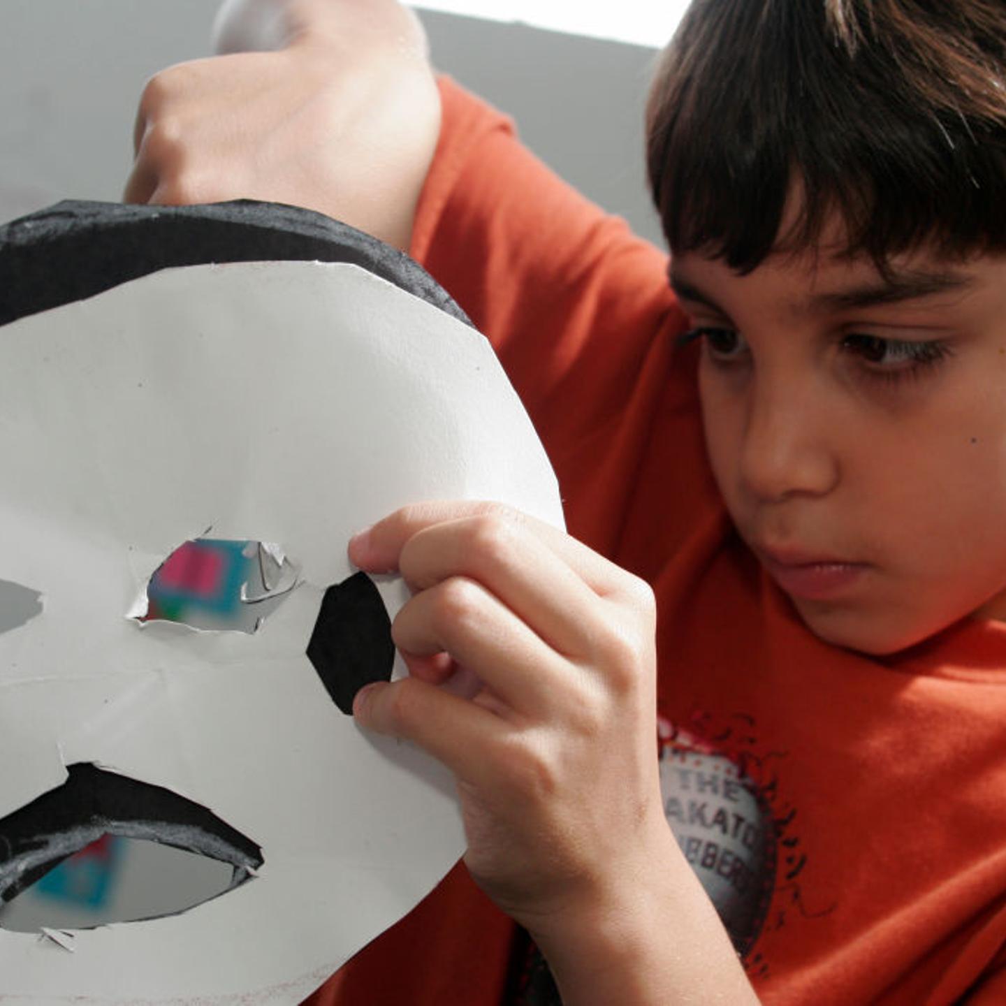 Art Center South Florida, Art Camp, Boy making Paper Crafts