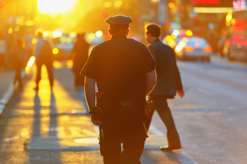 police-rear-view-sunset