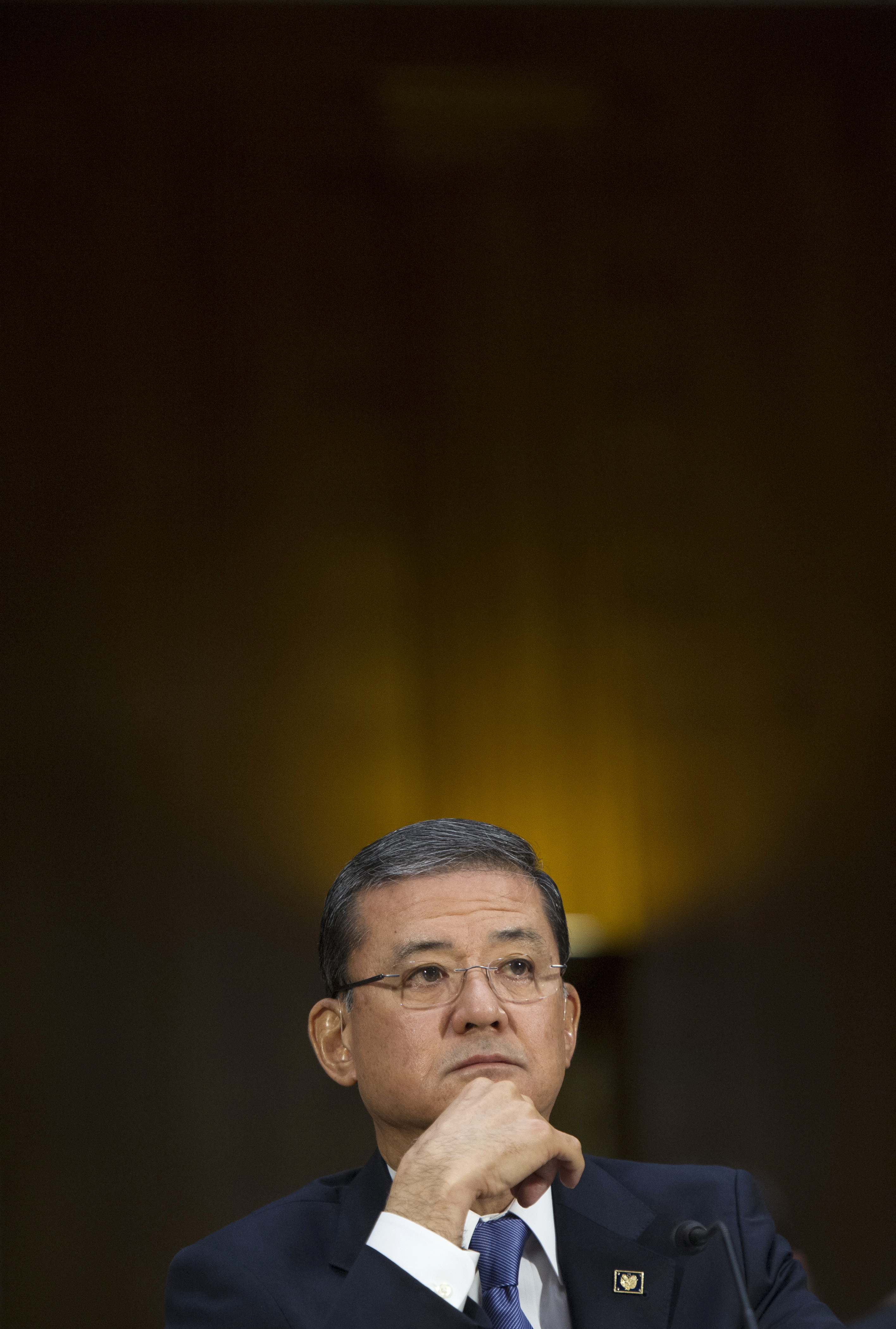 Veterans Affairs Secretary Eric Shinseki testifies on Capitol Hill in Washington, D.C., on May 15, 2014, before the Senate Veterans Affairs Committee hearing to examine the state of Veterans Affairs health care.