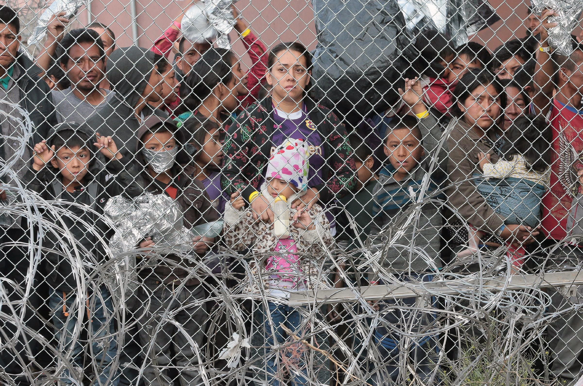 Migrants are being held beneath the Paso del Norte International Bridge in El Paso, Texas, on March 27, 2019, as the U.S. Customs and Border Protection has run out of space to process the asylum seekers.