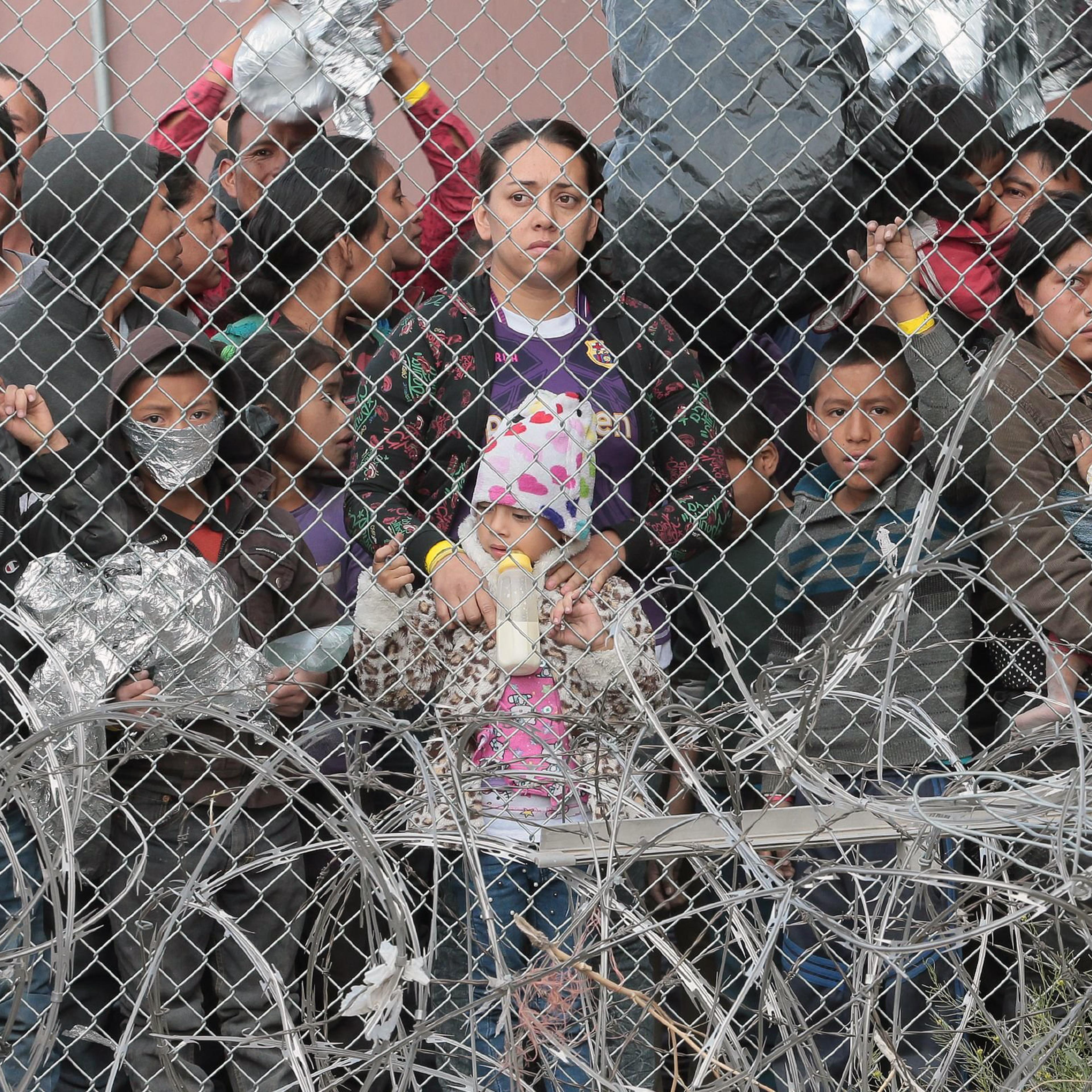 Migrants are being held beneath the Paso del Norte International Bridge in El Paso, Texas, on March 27, 2019, as the U.S. Customs and Border Protection has run out of space to process the asylum seekers.