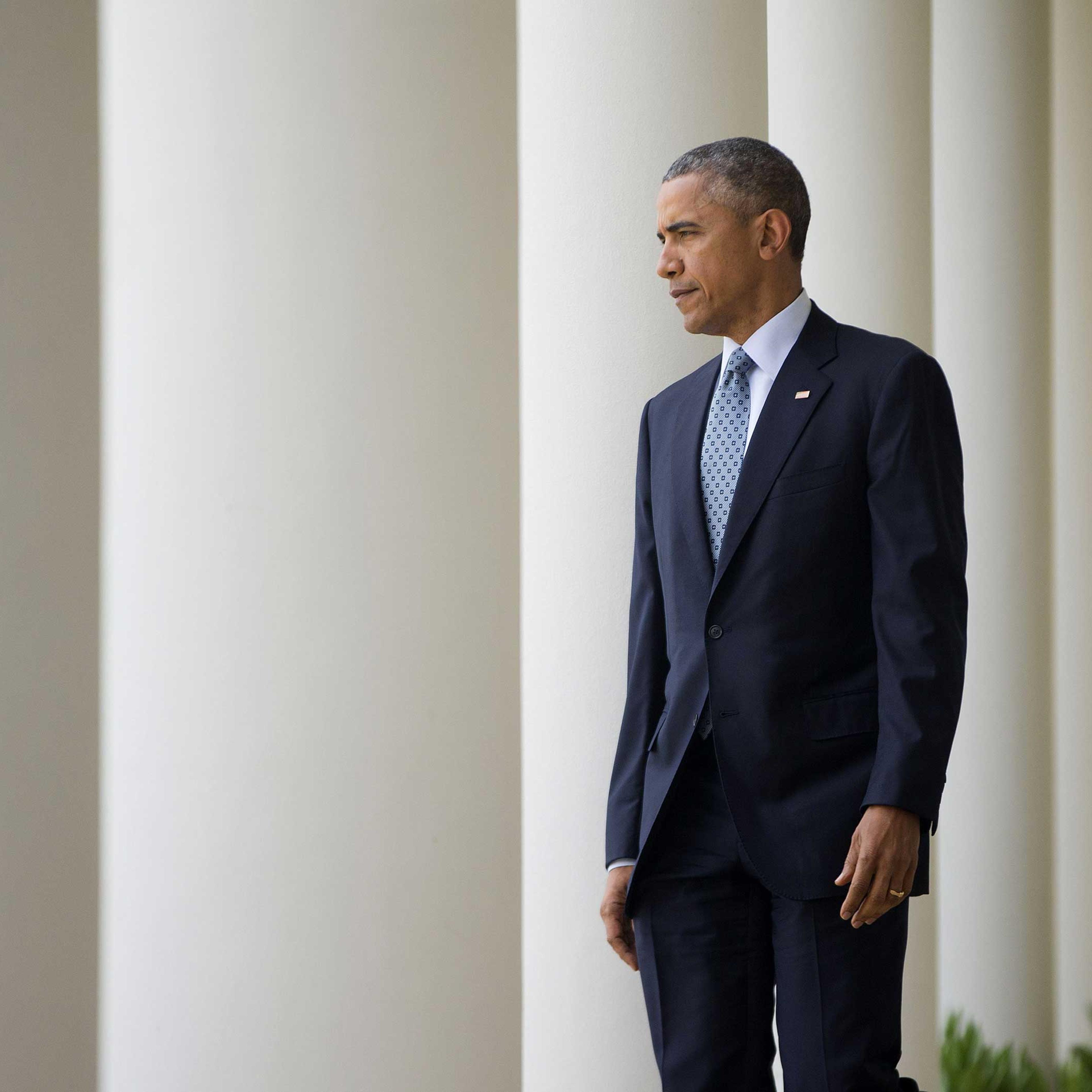 President Barack Obama walks to the Rose Garden of the White House in Washington, to speak about the breakthrough in the Iranian nuclear talks on April 2, 2015.