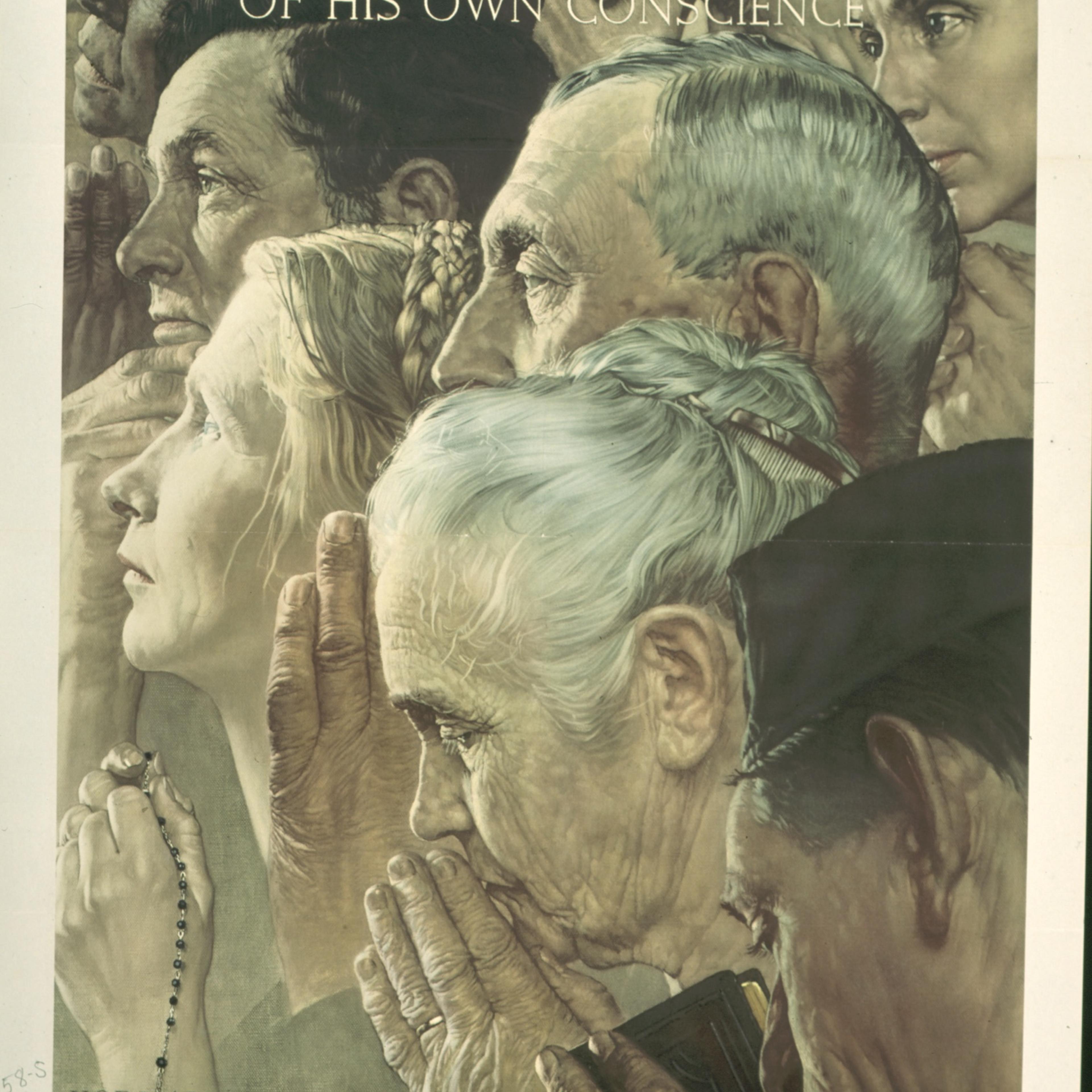 Caption: Norman Rockwell, Freedom of Worship, 1943, offset color lithograph on paper; Texas War Records Collection, 85.170.158
Caption: Norman Rockwell, Freedom of Worship, 1943, offset color lithograph on paper; Texas War Records Collection, 85.170.158