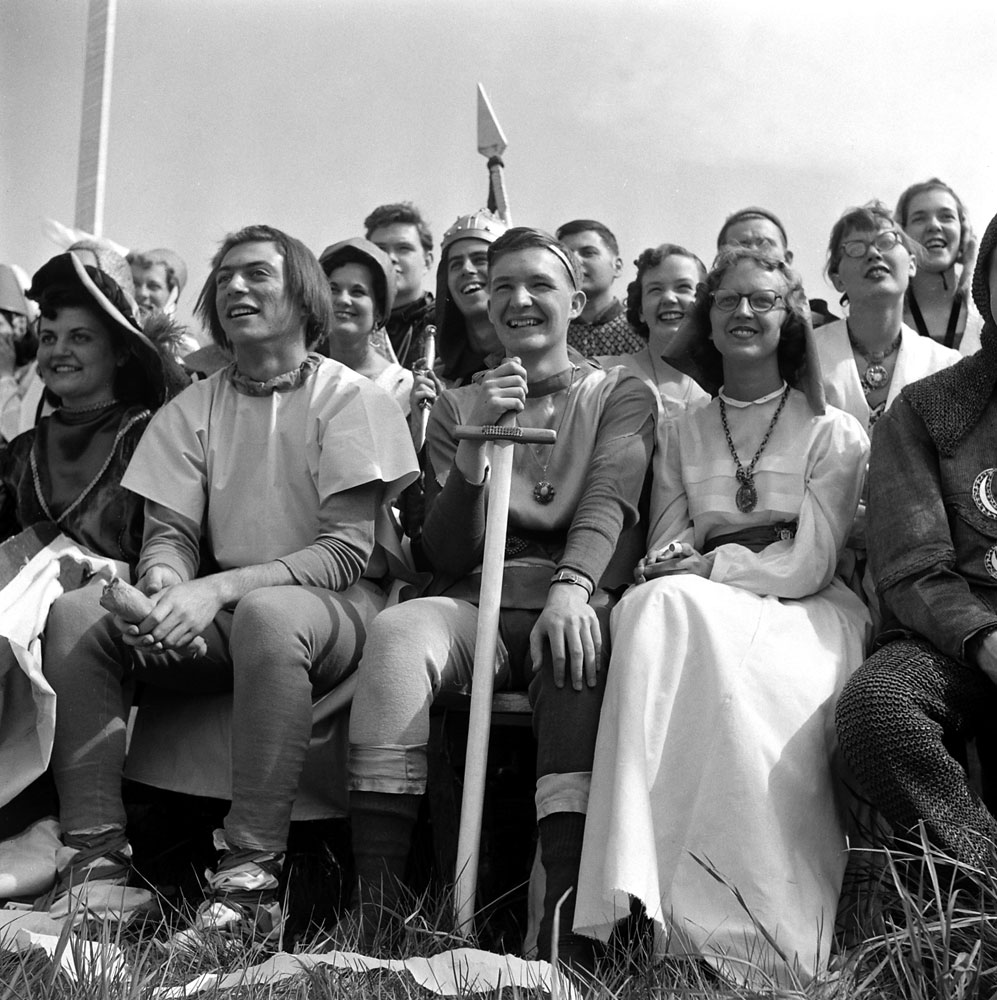 LIFE magazine photographs from a medieval tournament at Bethany College, W. Va., May 1952.