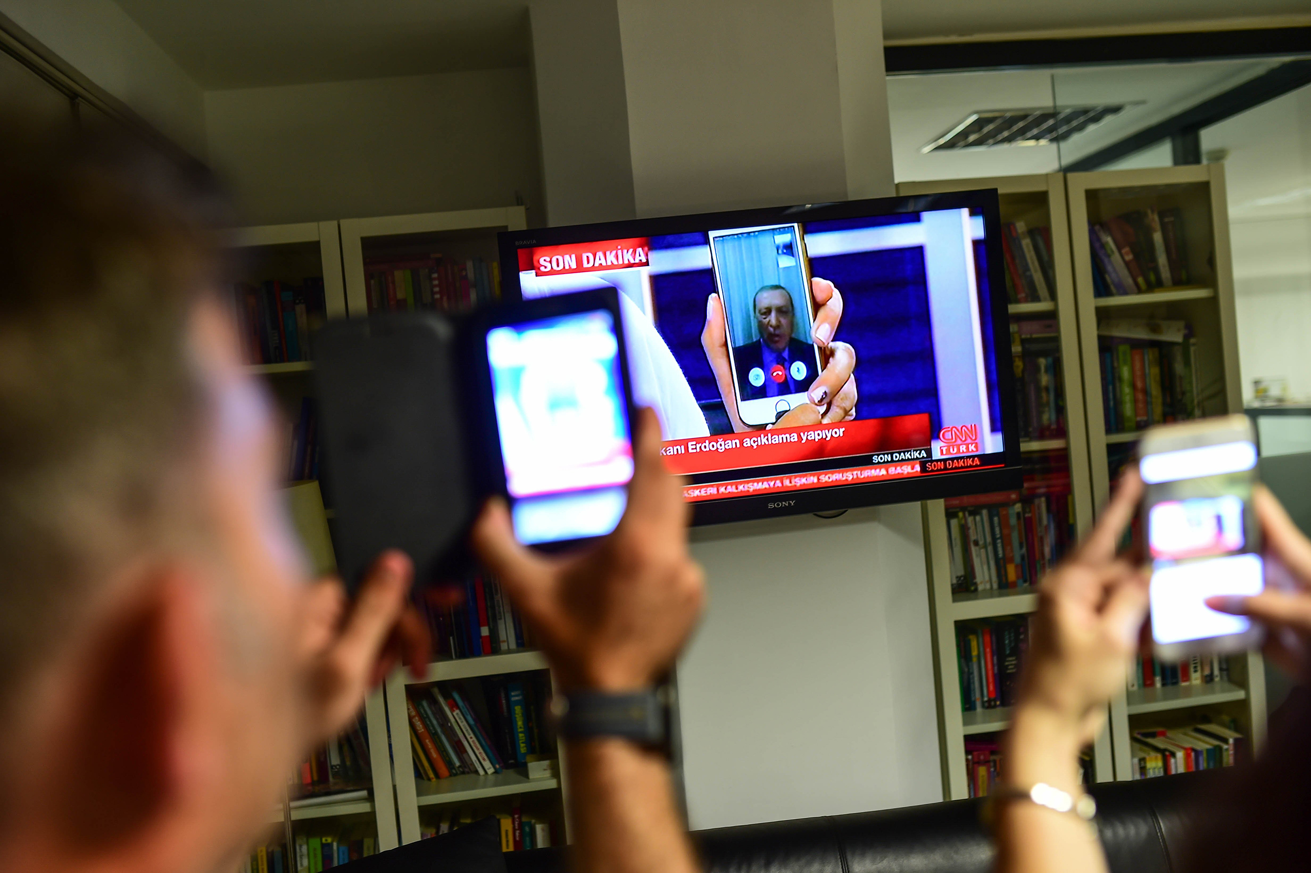 Turkish President Recep Tayyip Erdogan speaks on CNN Turk via FaceTime on July 15, 2016.