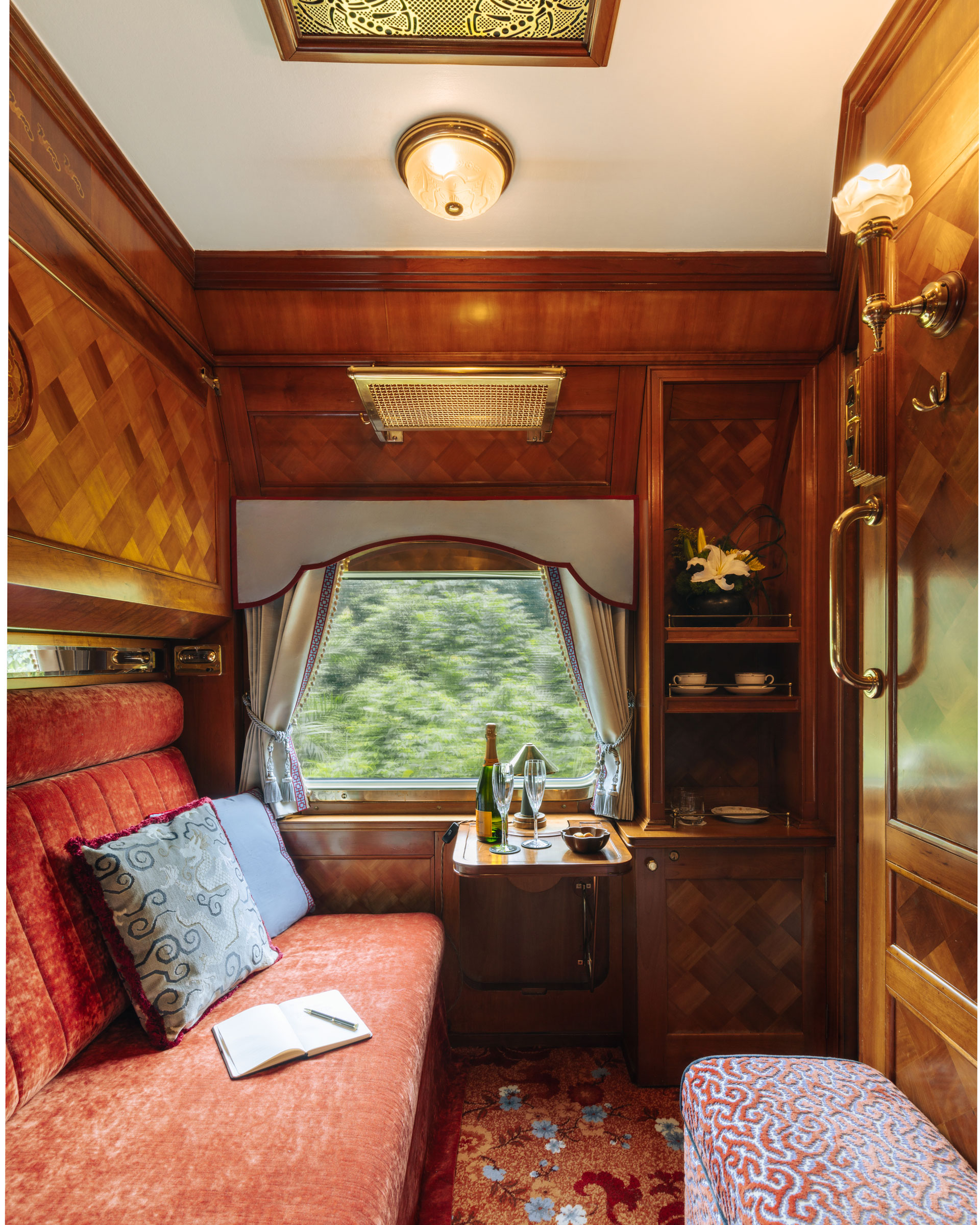 A train car on Belmond’s Eastern & Oriental Express