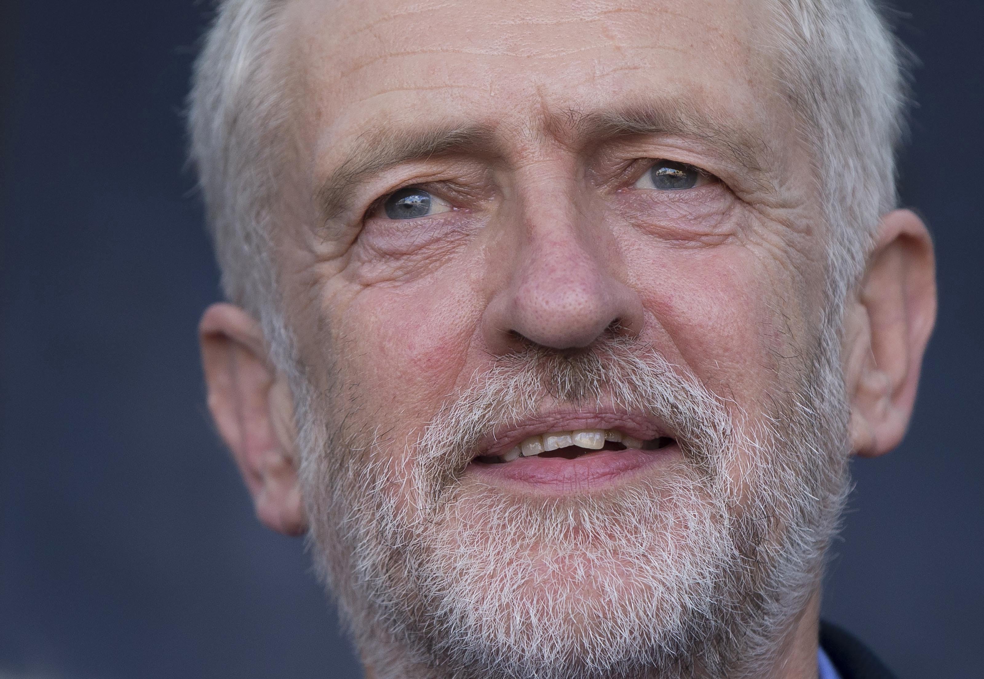 Jeremy Corbyn, the new leader of Britain's opposition Labour Party speaks at a pro-refugee demonstration in London, Britain