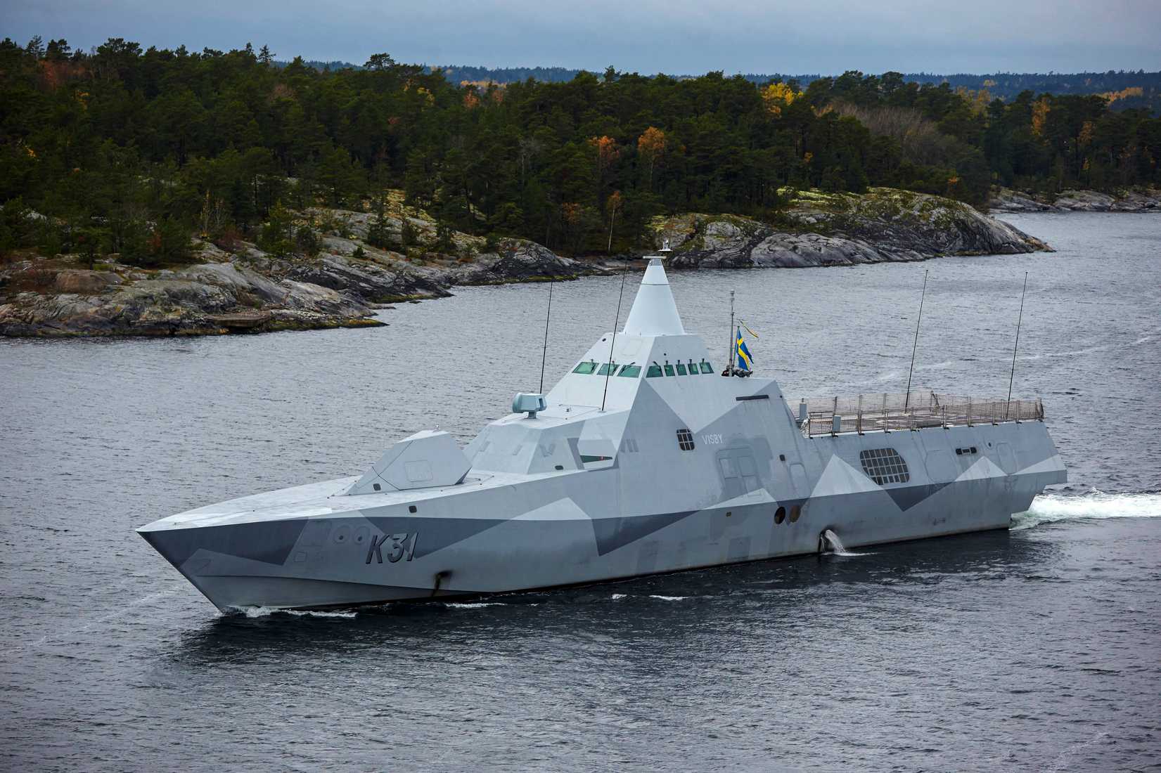 Swedish corvette HMS Visby patrols the Stockholm Archipelago October 19 2014, searching for what the military says is a foreign threat in the waters.