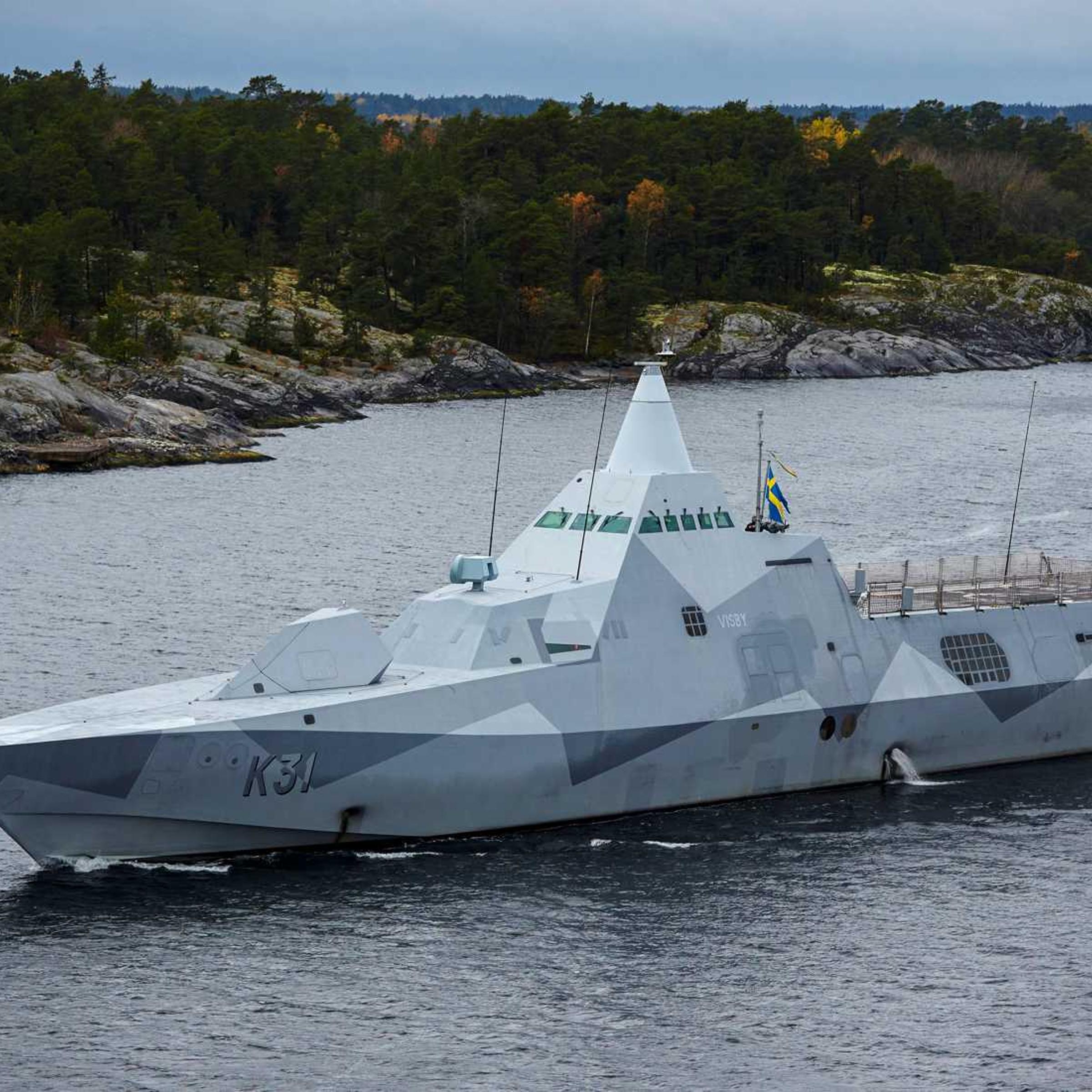 Swedish corvette HMS Visby patrols the Stockholm Archipelago October 19 2014, searching for what the military says is a foreign threat in the waters.