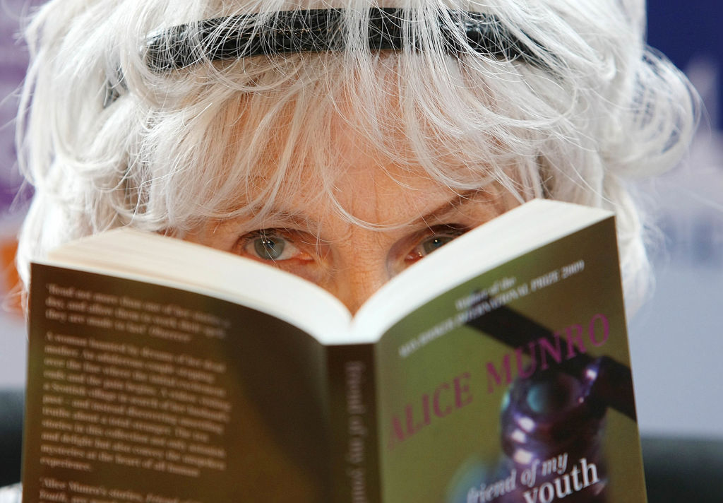 Canadian Author Alice Munro attends a press conference at Trinity College, Dublin, in 2009.