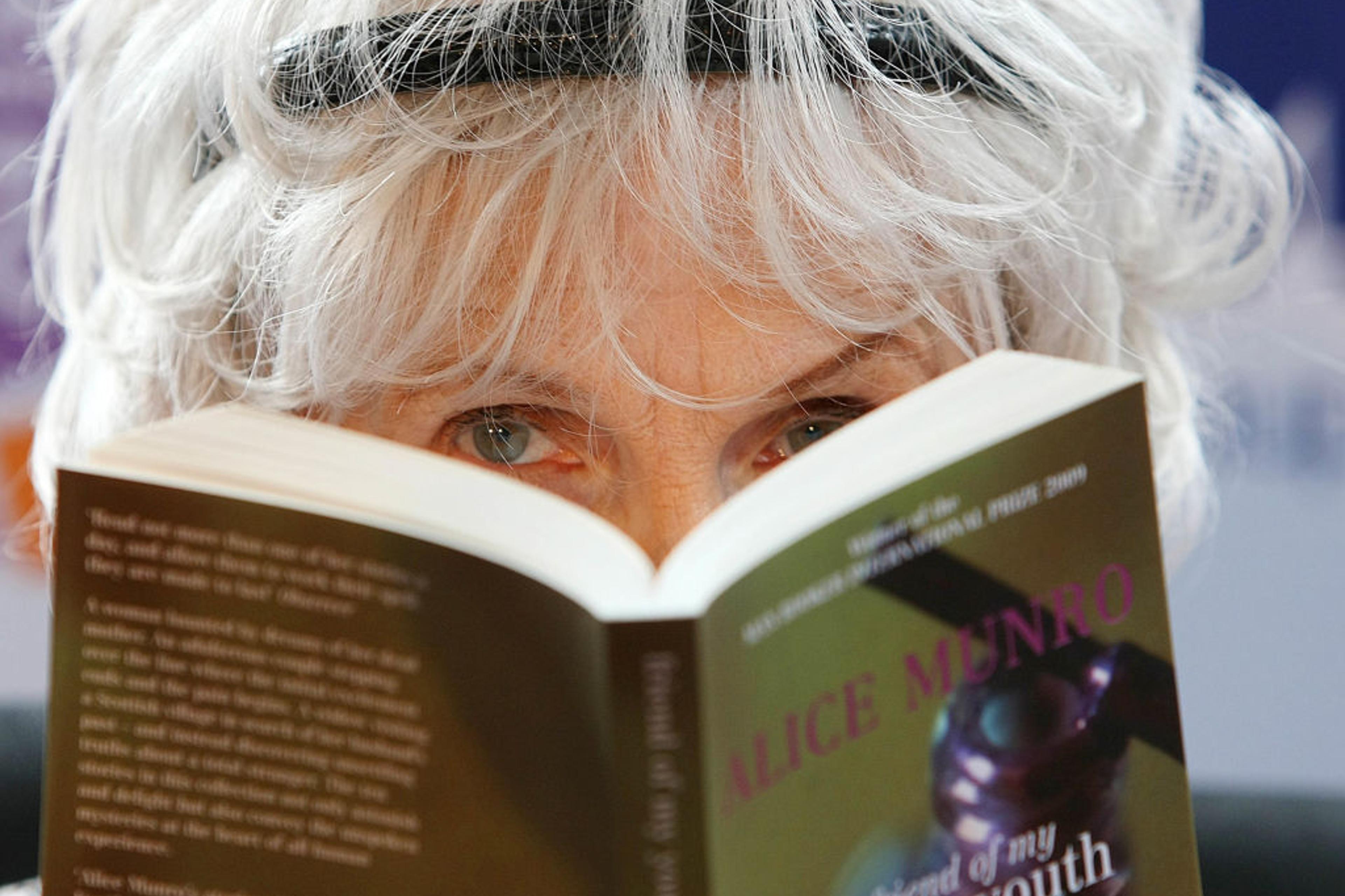 Canadian Author Alice Munro attends a press conference at Trinity College, Dublin, in 2009.
