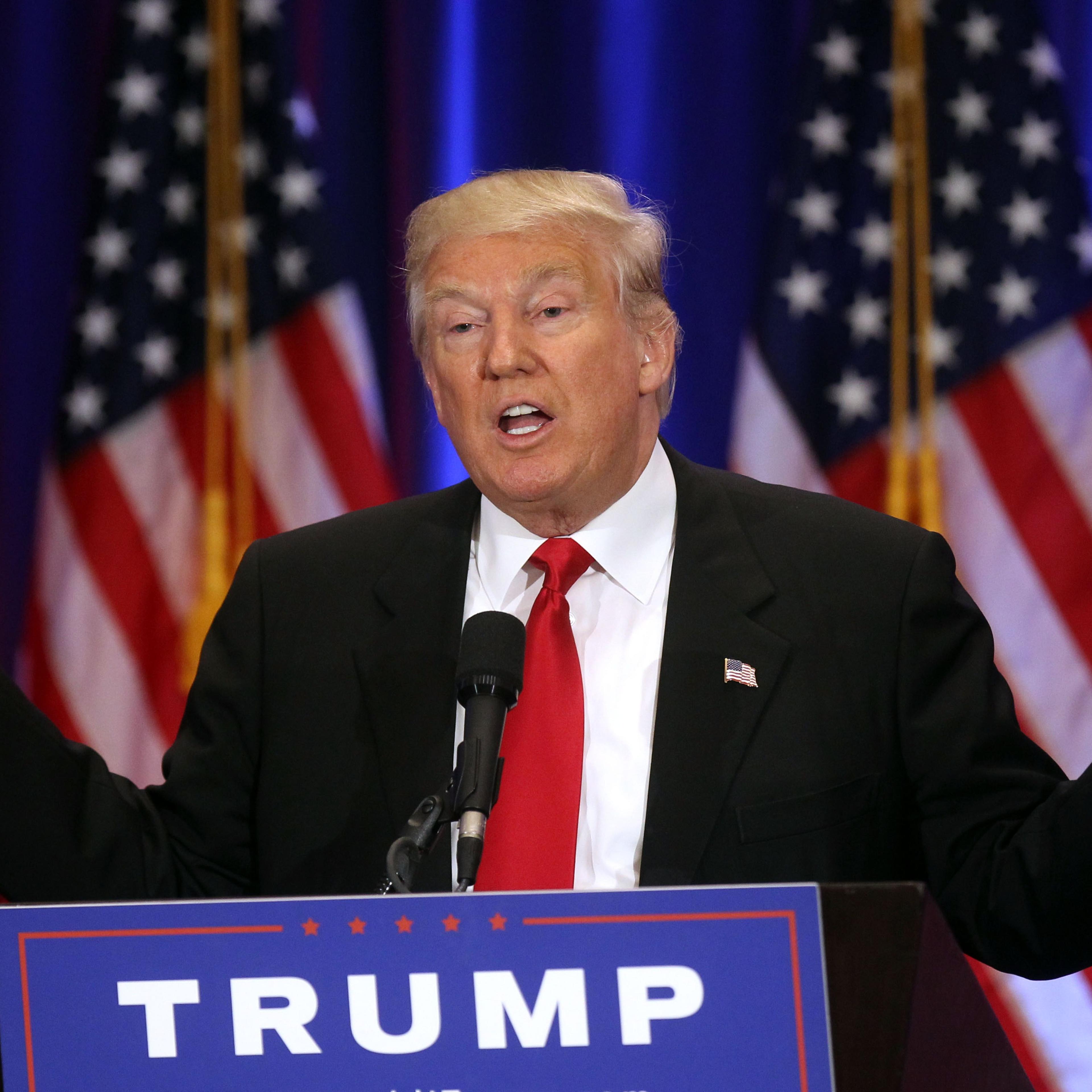 Donald J Trump gives campaign speech at Trump SoHo in New York City on June 22, 2016.