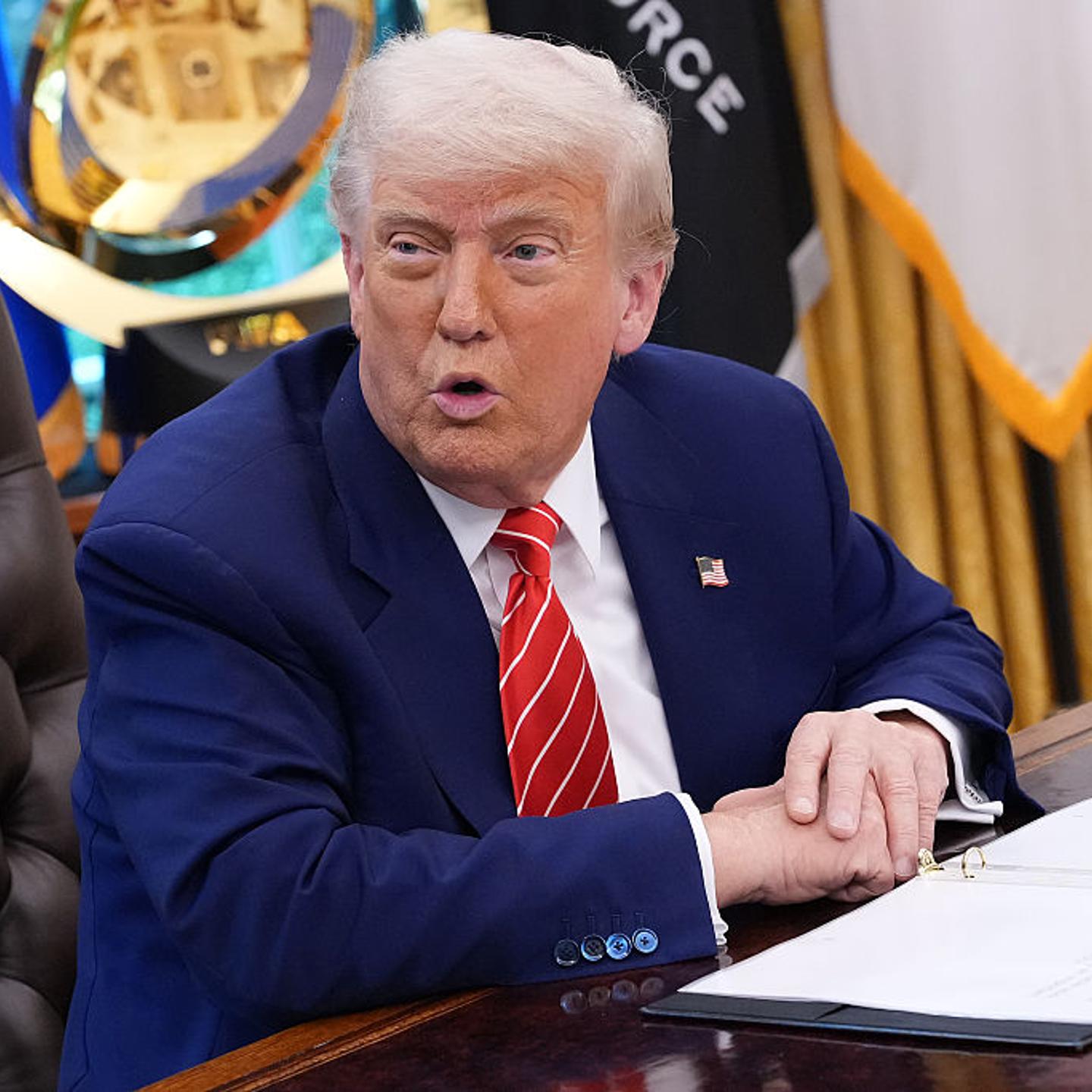 President Trump Holds Press Conference With Elon Musk in White House's Oval Office
