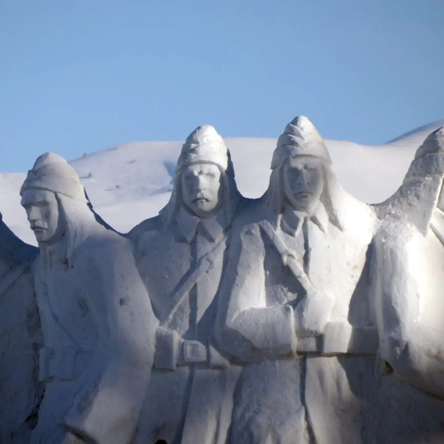 Snow statues of Sarikamis martyrs in Kars