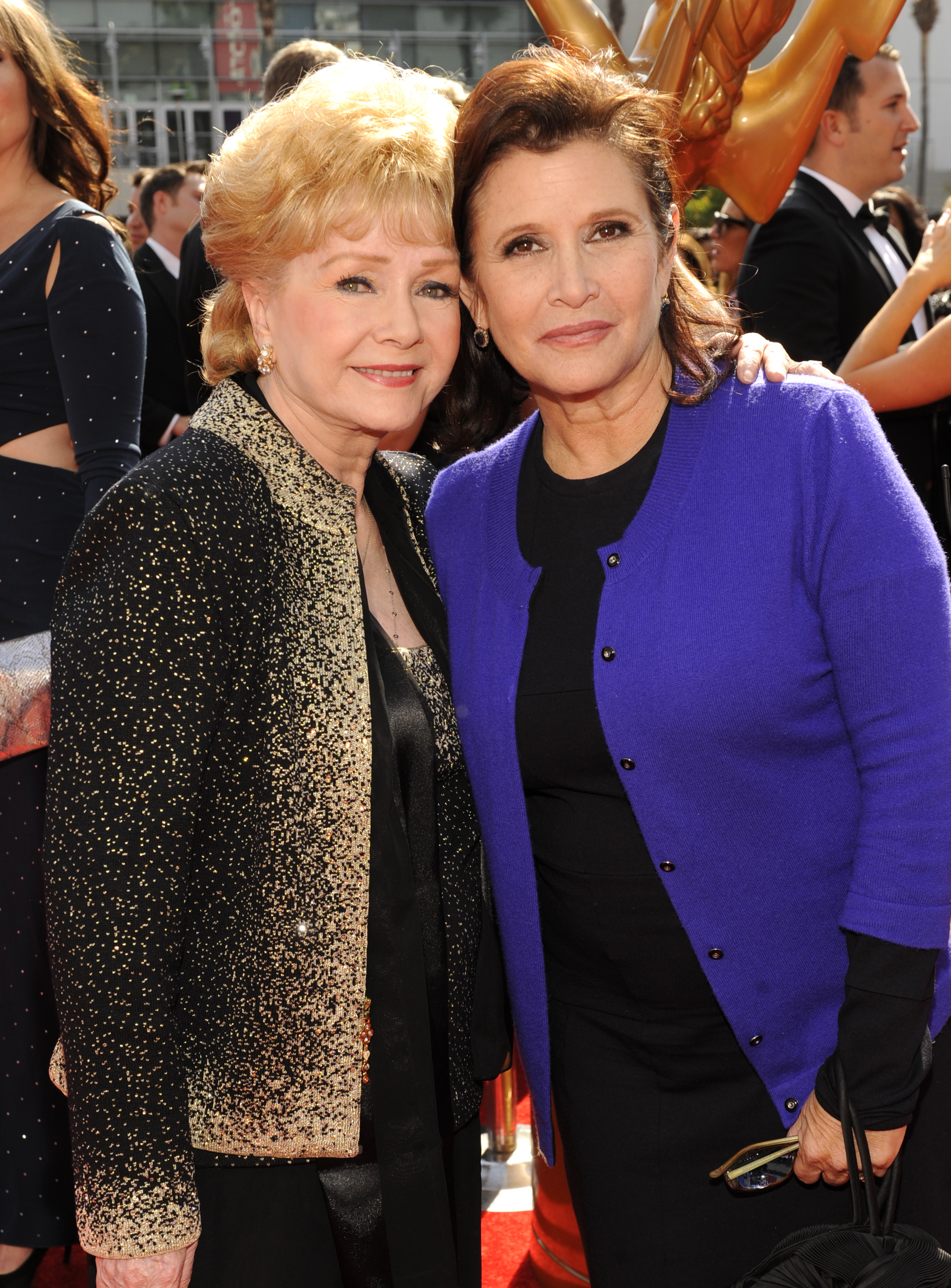 (L-R) Debbie Reynolds and Carrie Fisher attends the Emmy Awards in Los Angeles on Sept. 10, 2011.