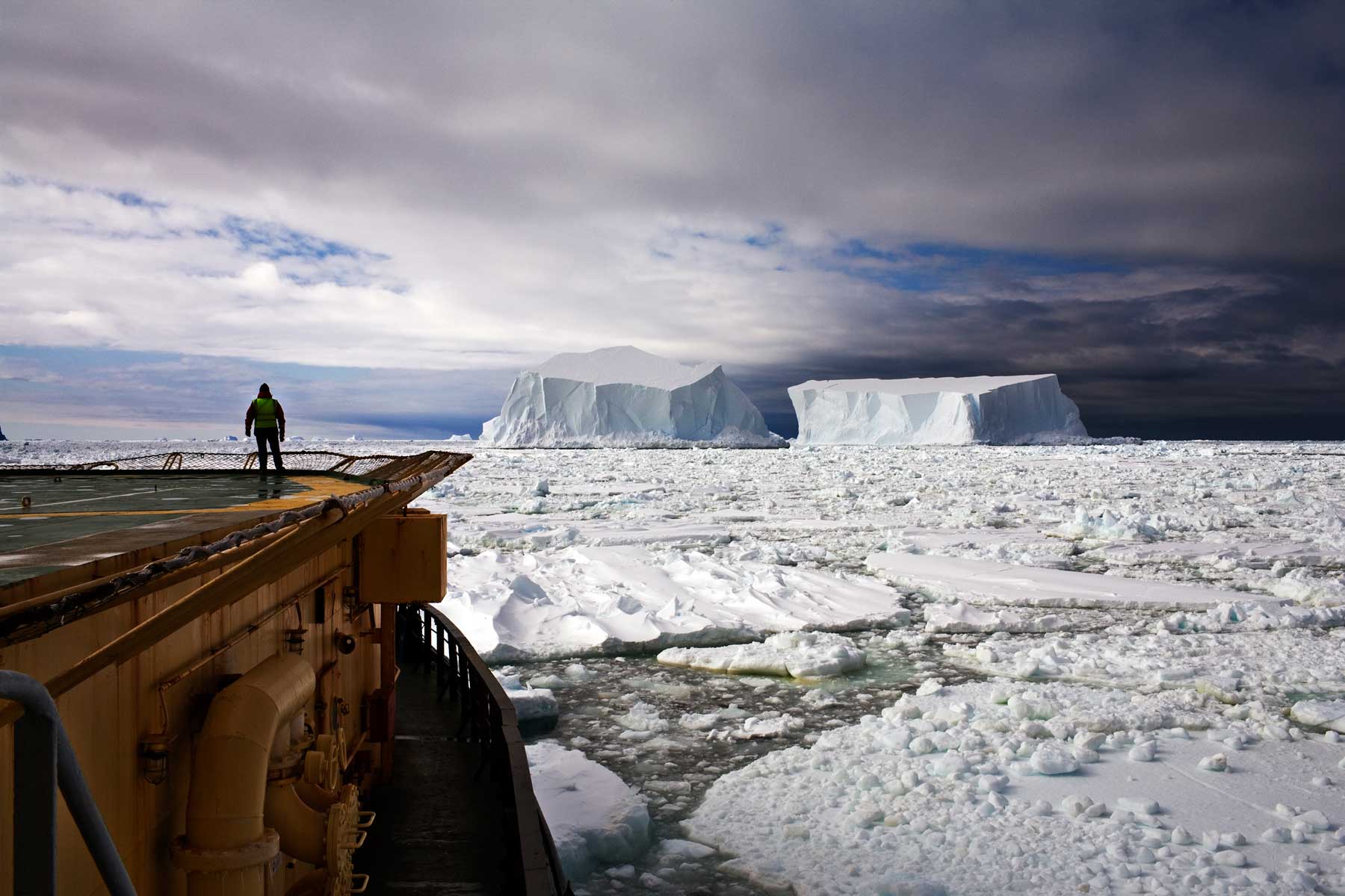 Looking at the Icebergs, Near Franklin Island, Ross Sea, Antarctica in 2006.