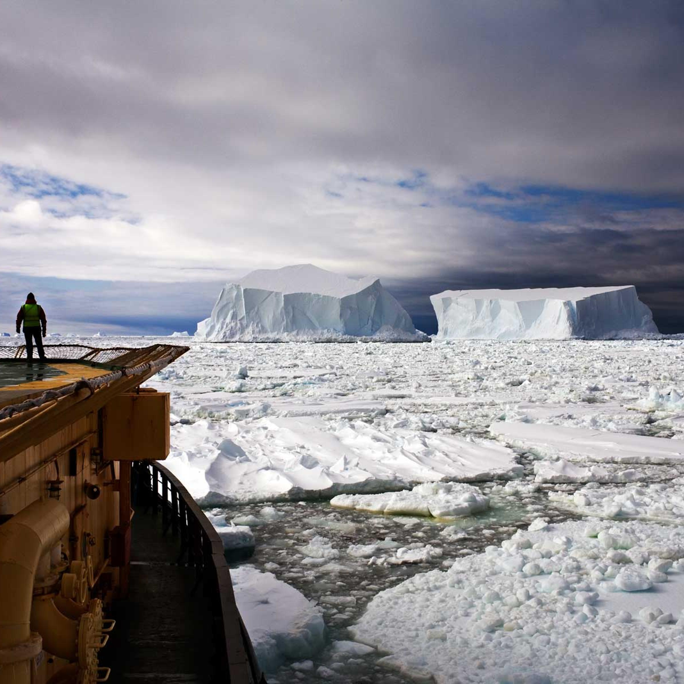Looking at the Icebergs, Near Franklin Island, Ross Sea, Antarctica in 2006.