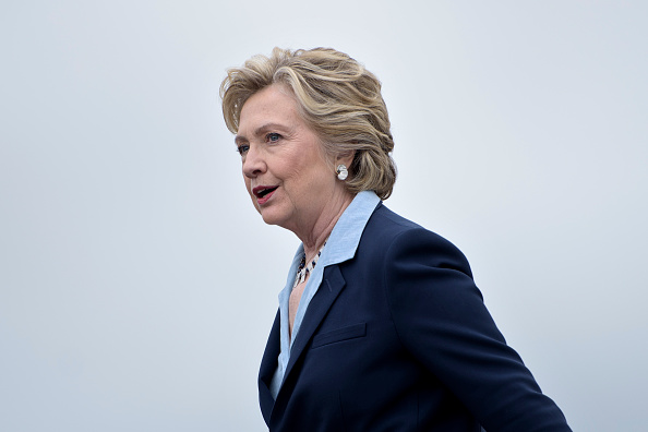Democratic presidential nominee Hillary Clinton arrives at Toledo Express Airport October 3, 2016 in Swanton, Ohio.