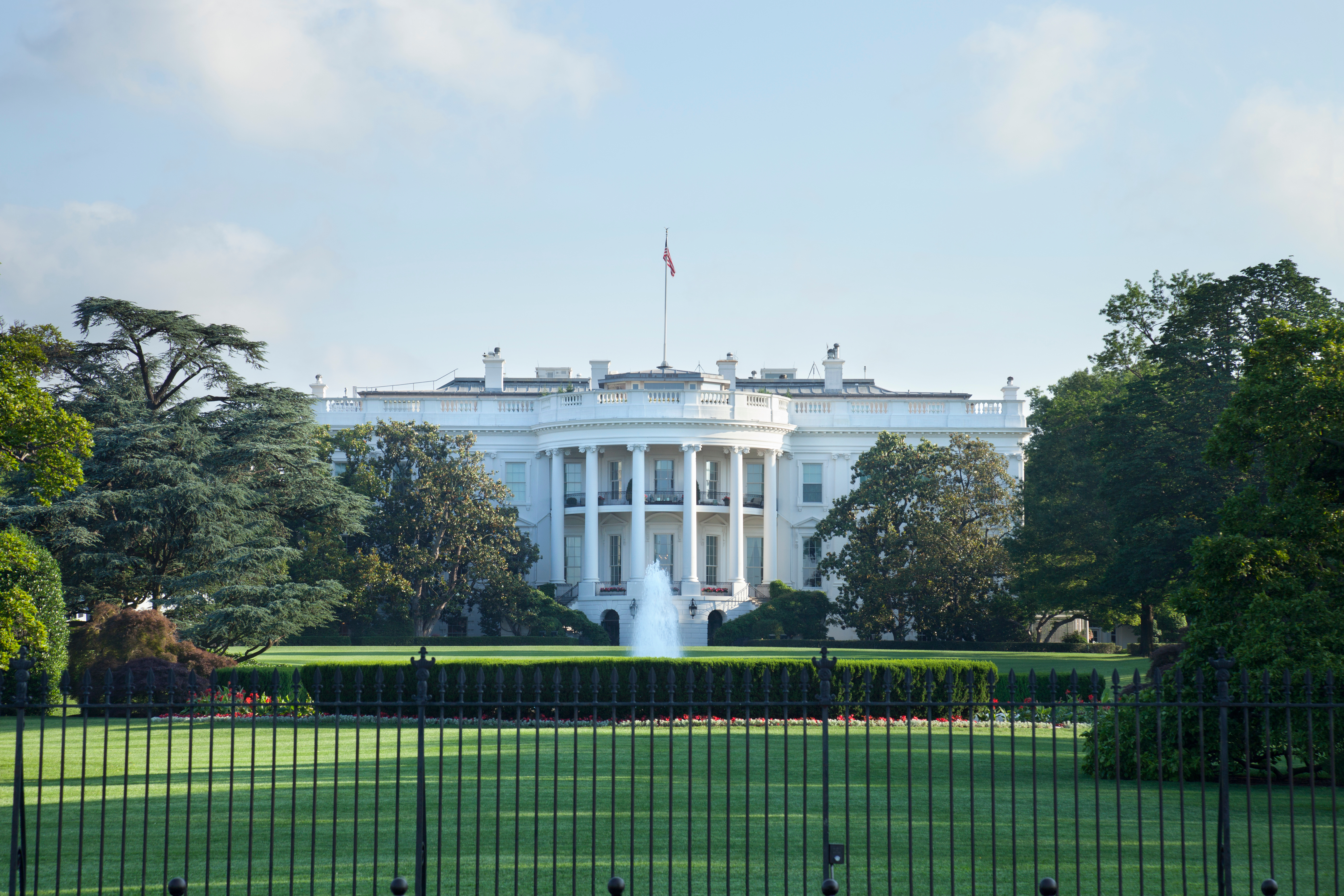 Exterior Of White House Against Sky In City
