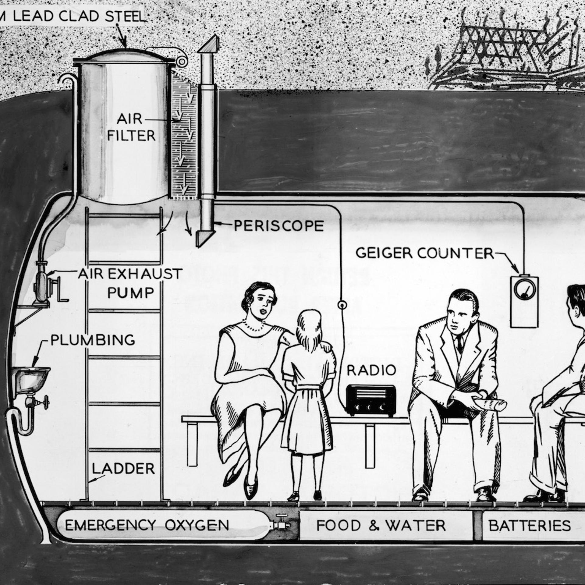 Illustration Of Family Fallout Shelter