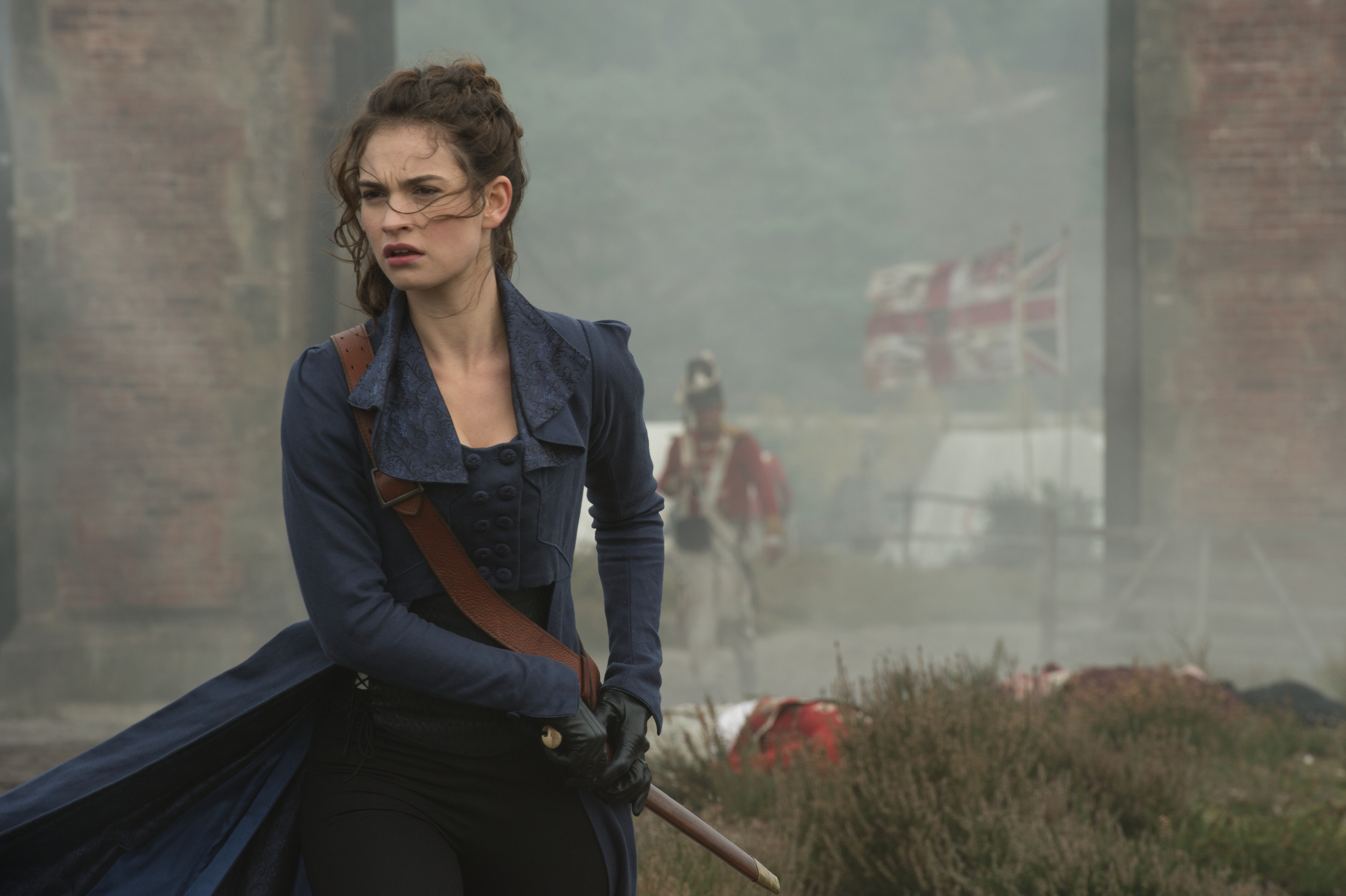 Lily James, as Elizabeth Bennet, in Pride and Prejudice and Zombies.