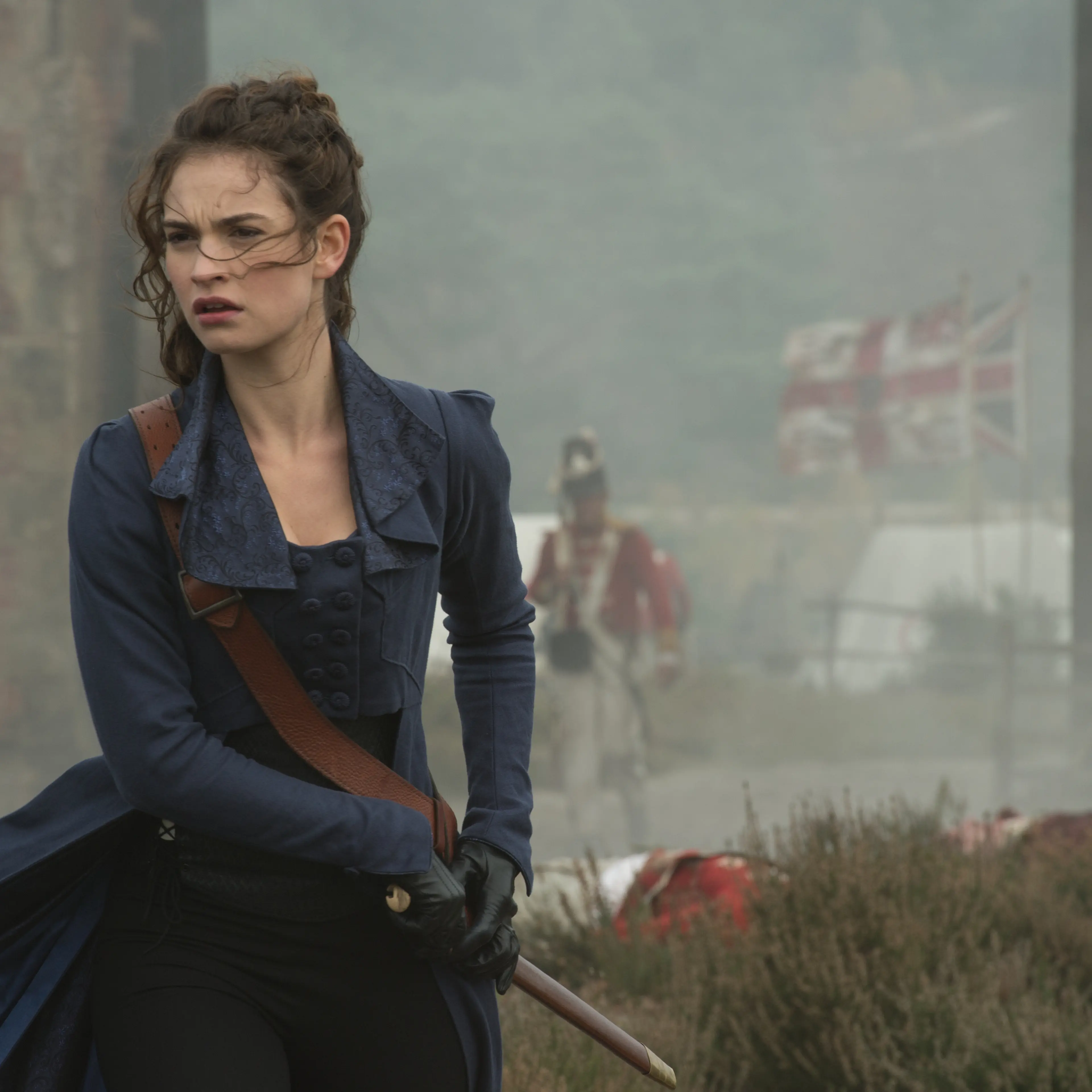 Lily James, as Elizabeth Bennet, in Pride and Prejudice and Zombies.