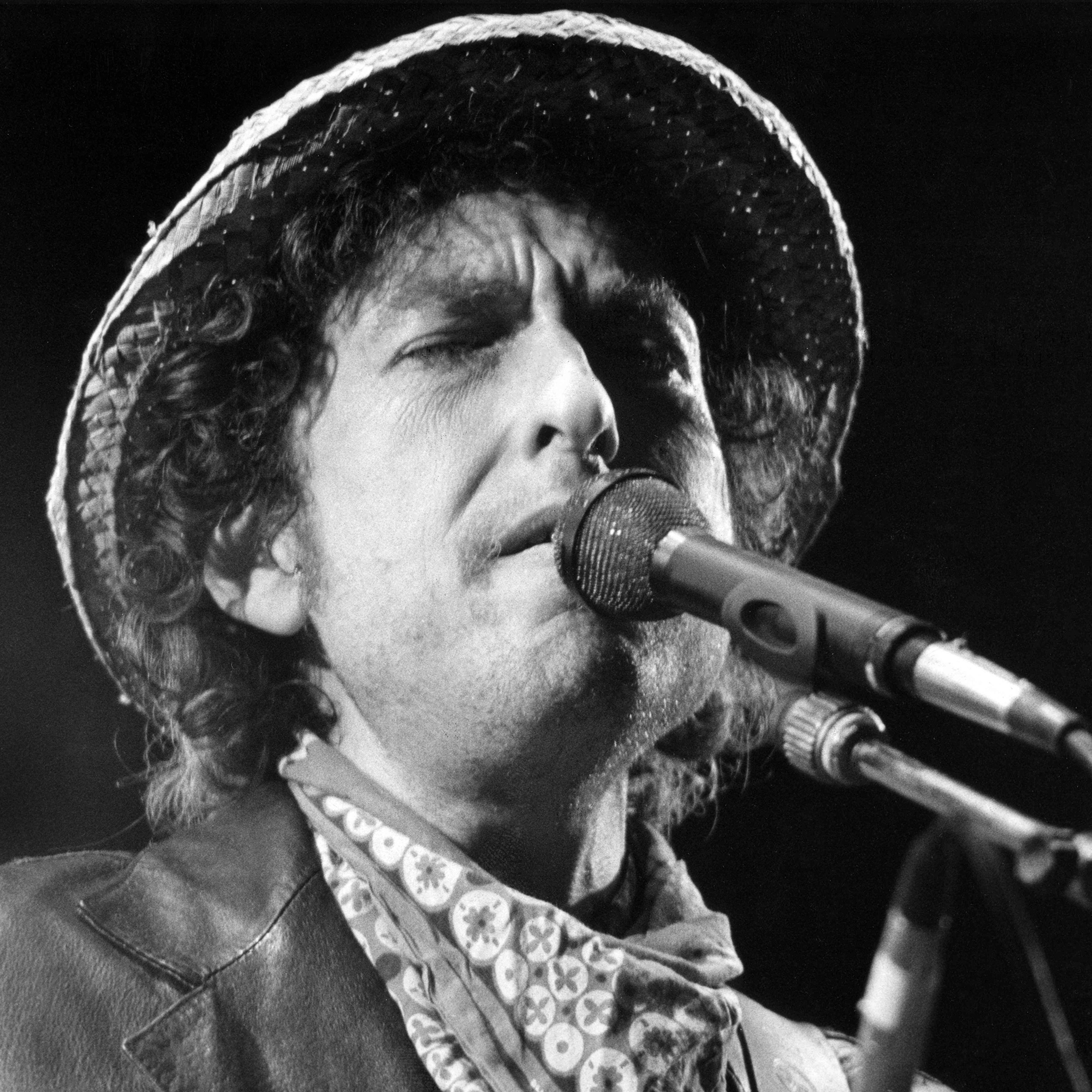 Bob Dylan performs during a concert at the Olympic stadium in Munich, southern Germany, on June 3, 1984. Dylan won the Nobel Prize in Literature on Oct. 13, 2016.