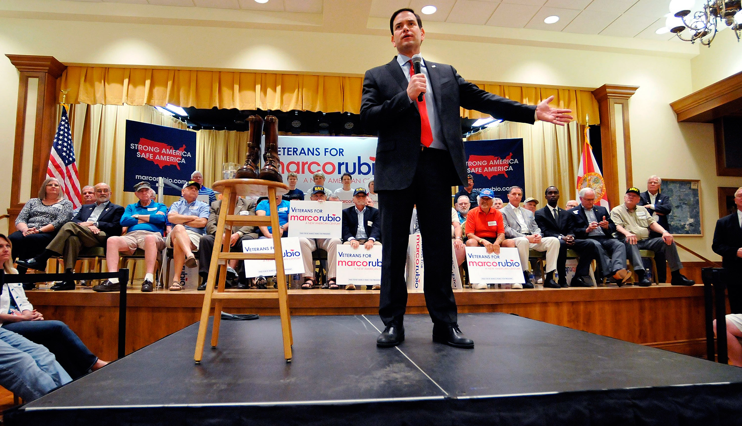 Republican presidential candidate Sen. Marco Rubio, R-Fla., speaks during a campaign rally at the Rohan Recreation Center in The Villages, Florida, March 13, 2016.